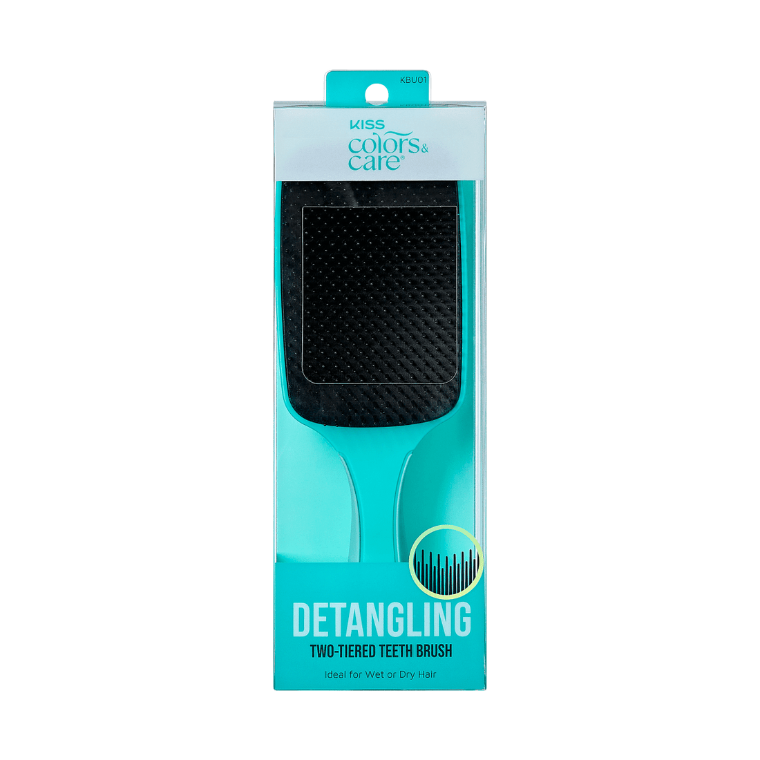 KISS Colors &amp; Care Two-Tiered Wide-Paddle Wet/Dry Detangling Brush
