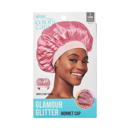 KISS Colors &amp; Care Glamour Glitter Bonnet Cap, XL - Pink Pearl