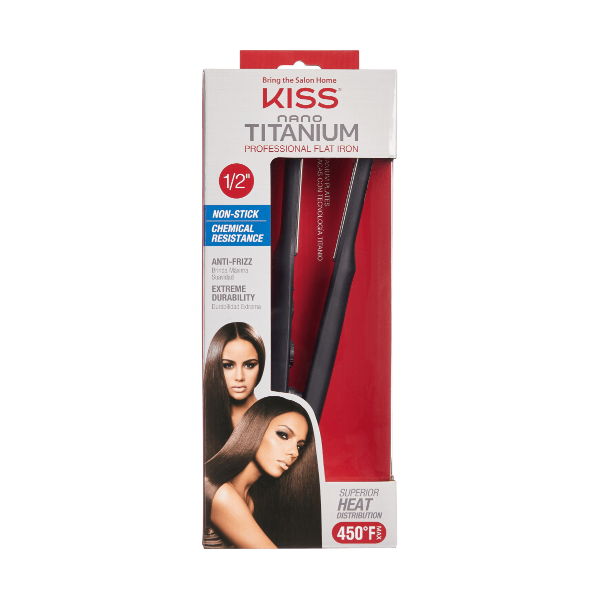 KISS Nano Titanium Professional Flat Iron, 1/2&quot;