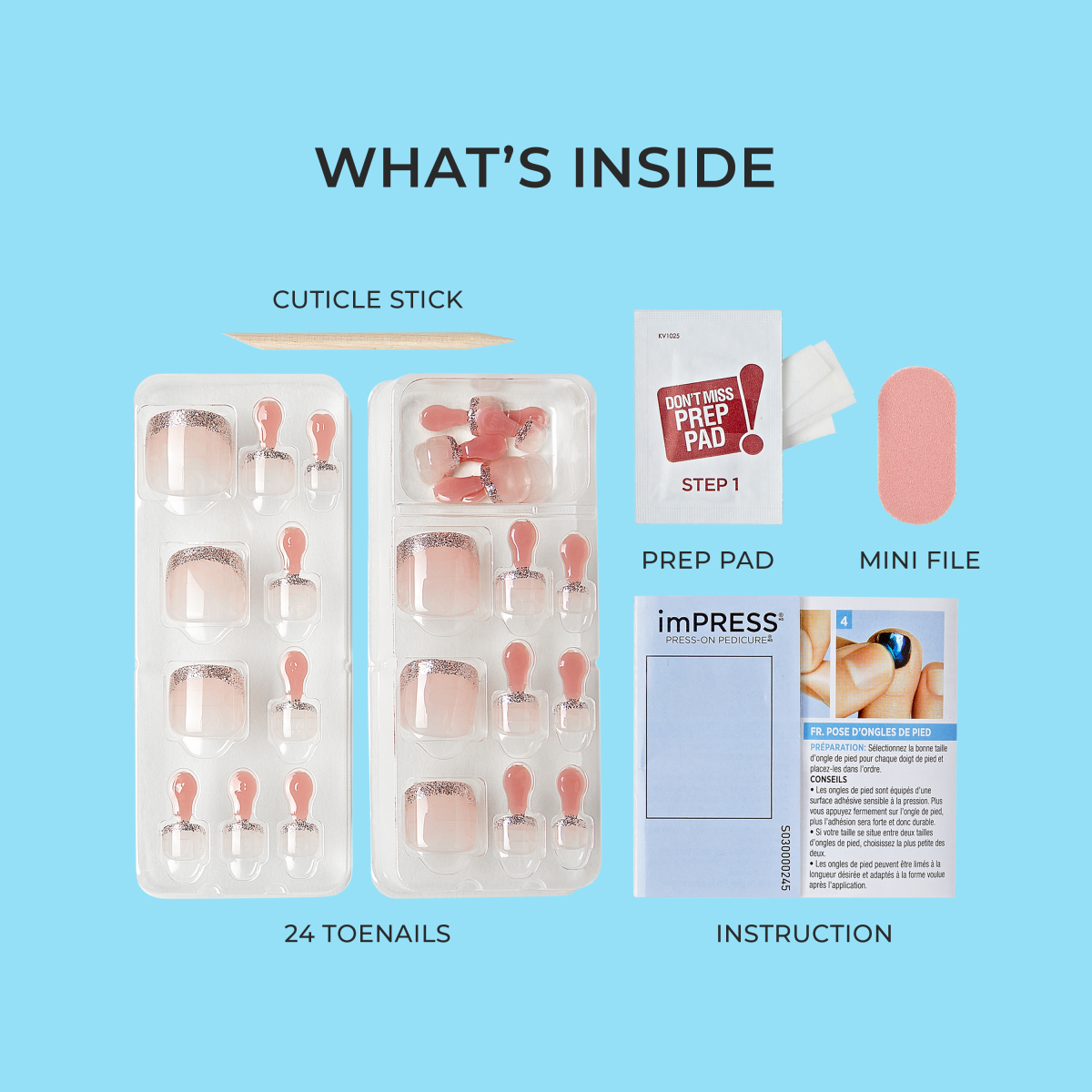 Contents of the imPRESS Press-On Pedicure - We&