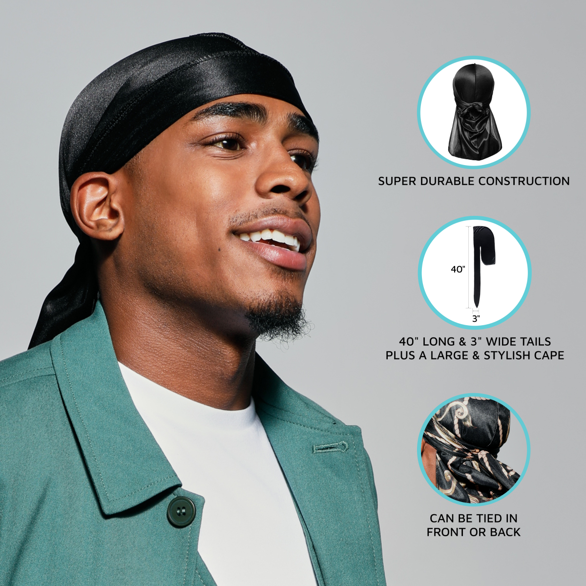 KISS Colors &amp; Care Power Wave Silky Satin Durag - Black