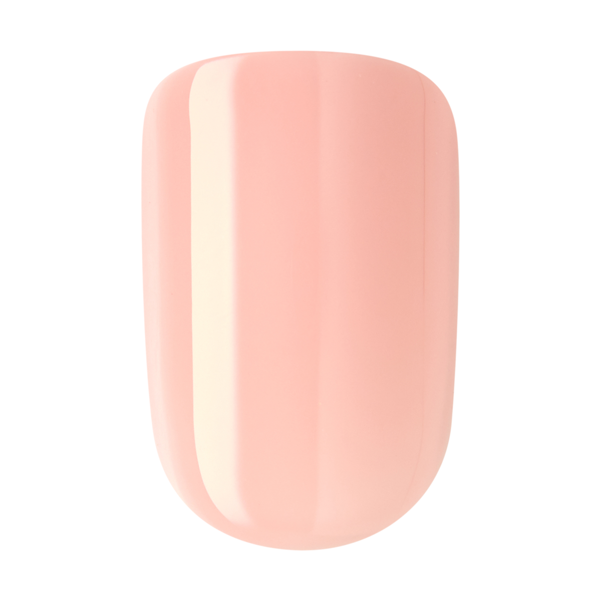 Soft pink wide-fit press-on nail with a smooth, glossy finish, shown in close-up against a white background.