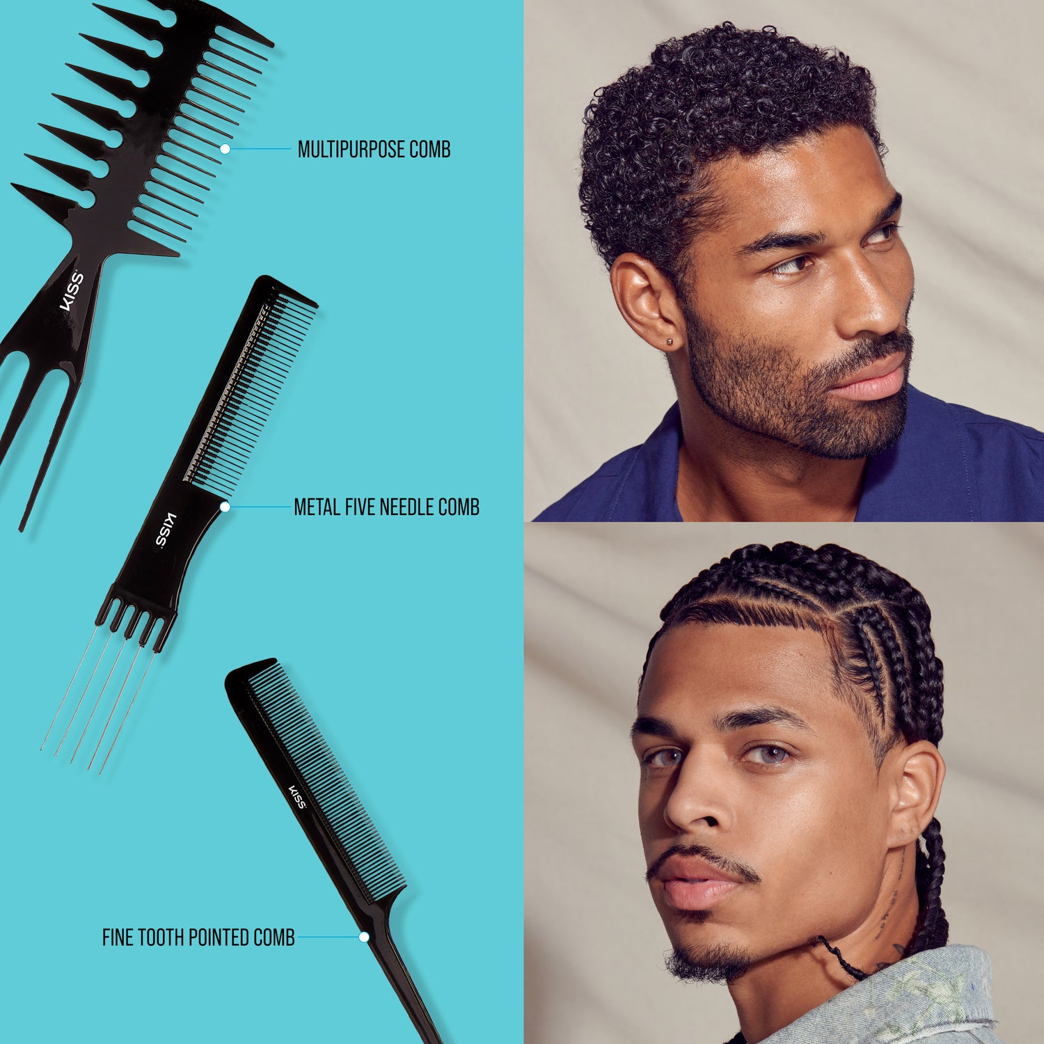 KISS Colors &amp; Care Professional Heat Resistant Pin Tail Parting Comb