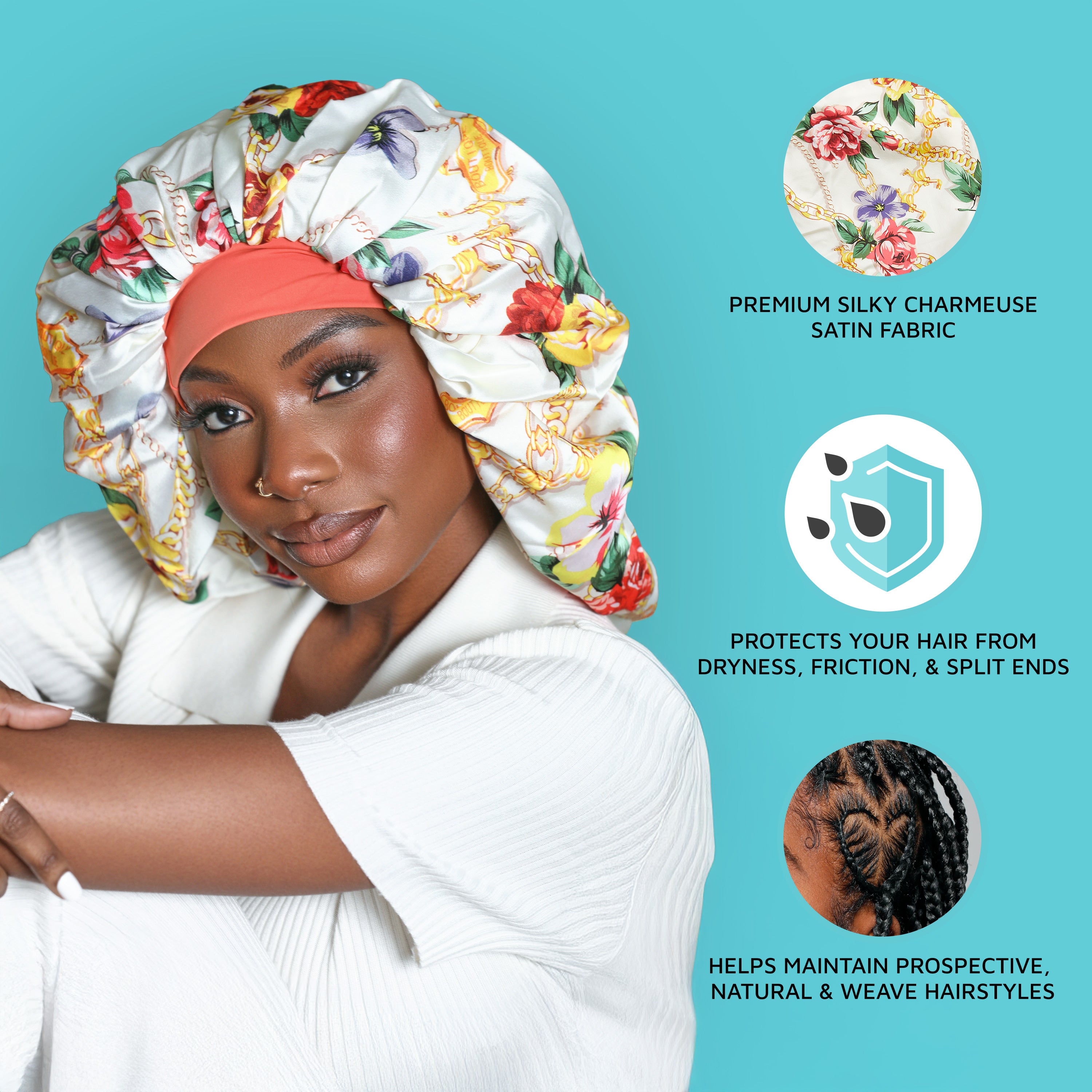 KISS Colors & Care Crepe Satin Reversible Braid Bonnet - Exotic