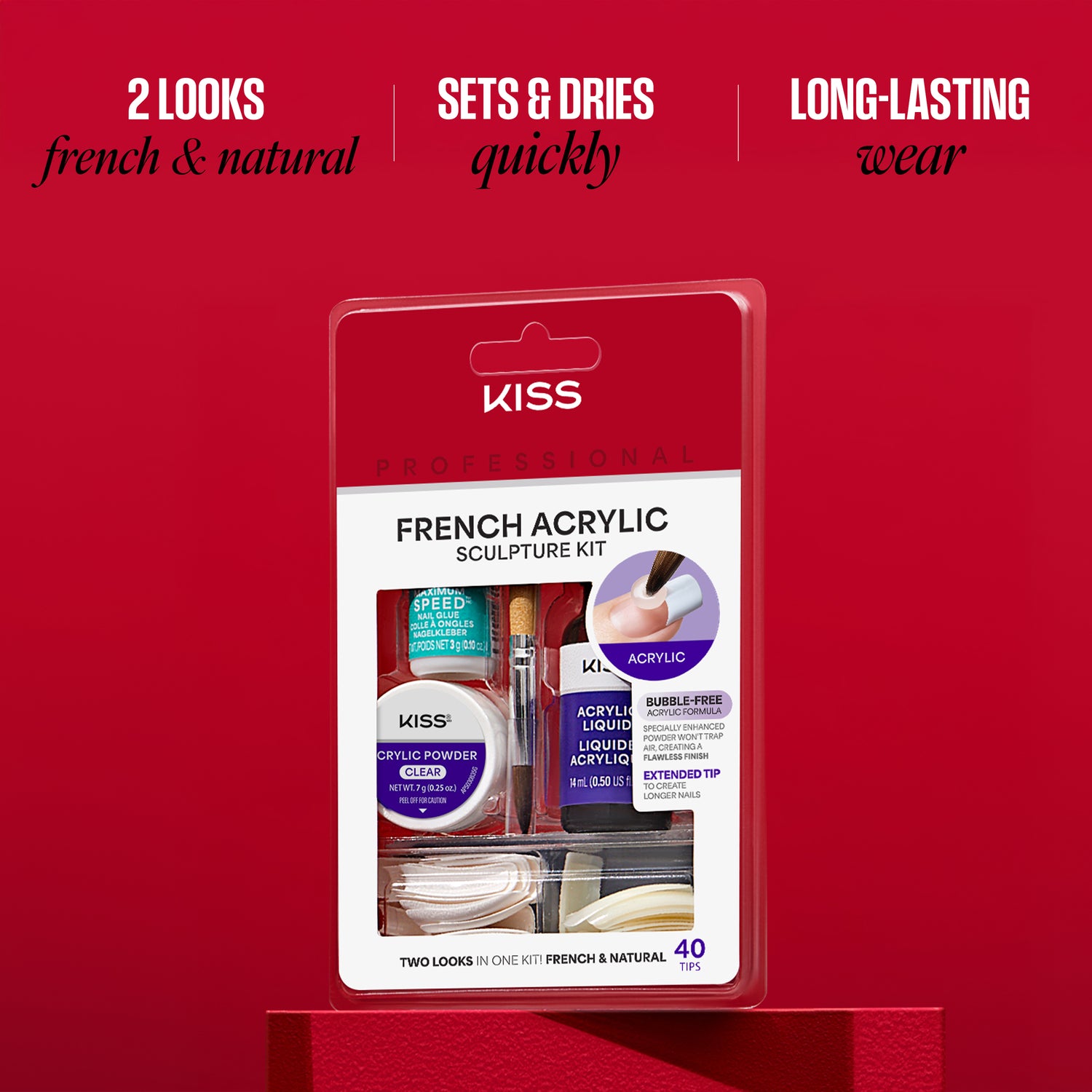 KISS French Acrylic Sculpture Kit packaging on a red background