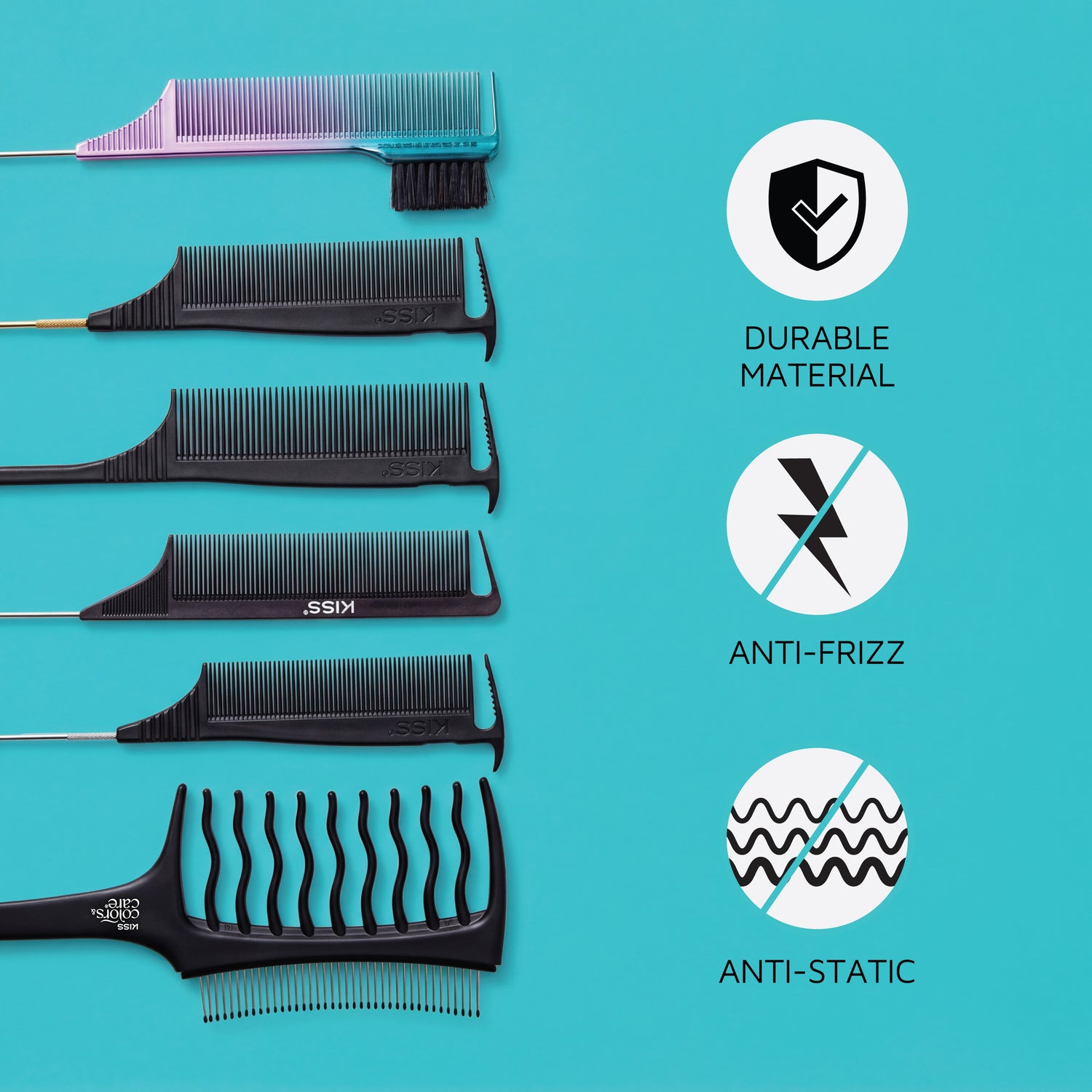 Kiss Colors &amp; Care Carbon Fiber Axe Pin Tail Parting Comb