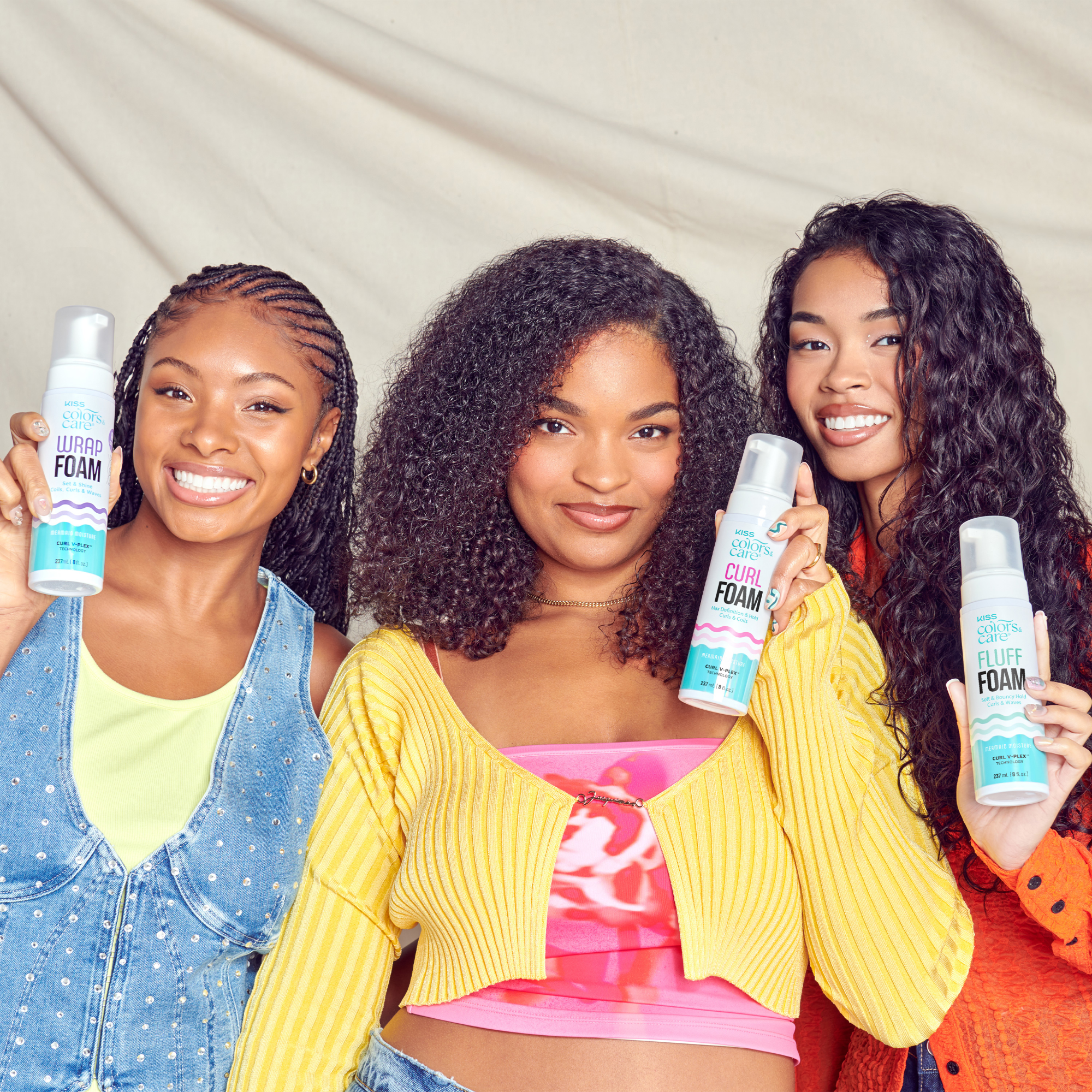 Kiss Colors &amp; Care Wrap Foam Hair Mousse, Set &amp; Shine - 8 fl oz