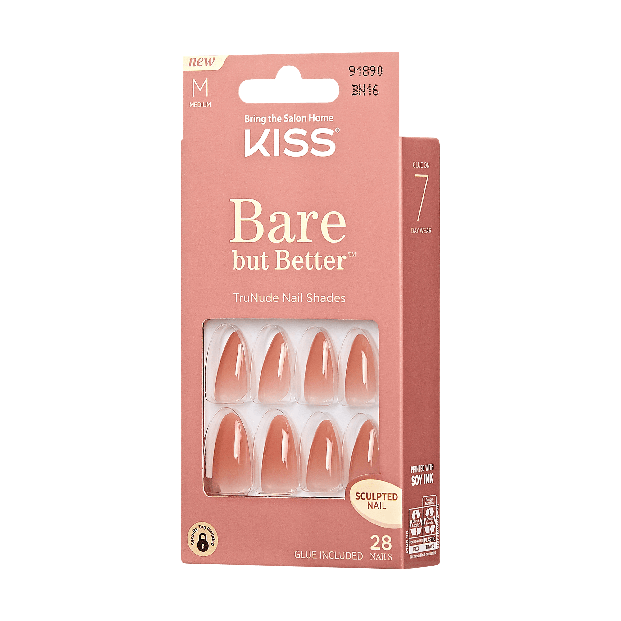 KISS Bare but Better Press On Glue Nails - Fairest Nude