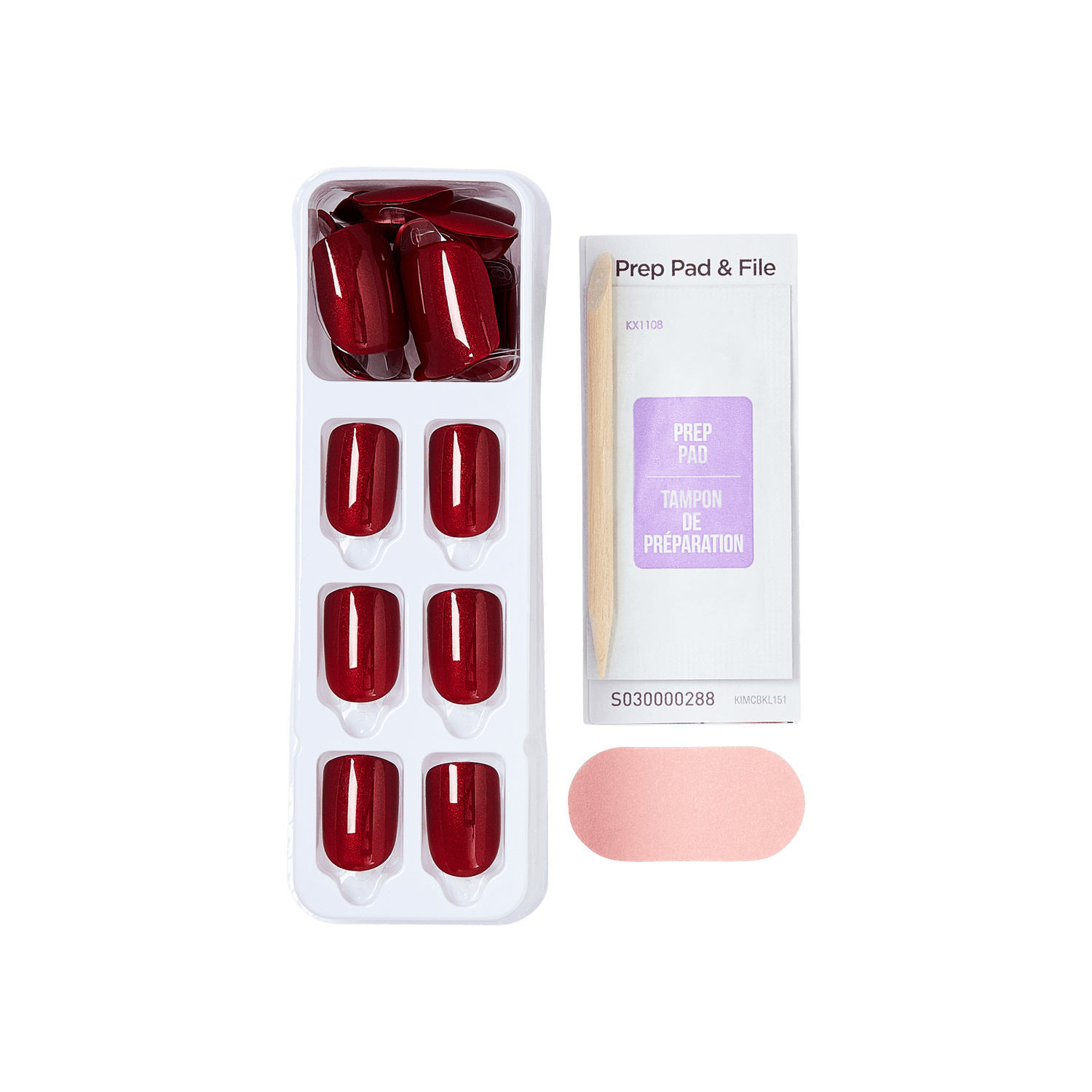 Impress Color No Glue Fake Press On Nails - Red Velvet | Solid, Red, Short, Squoval, Manicure