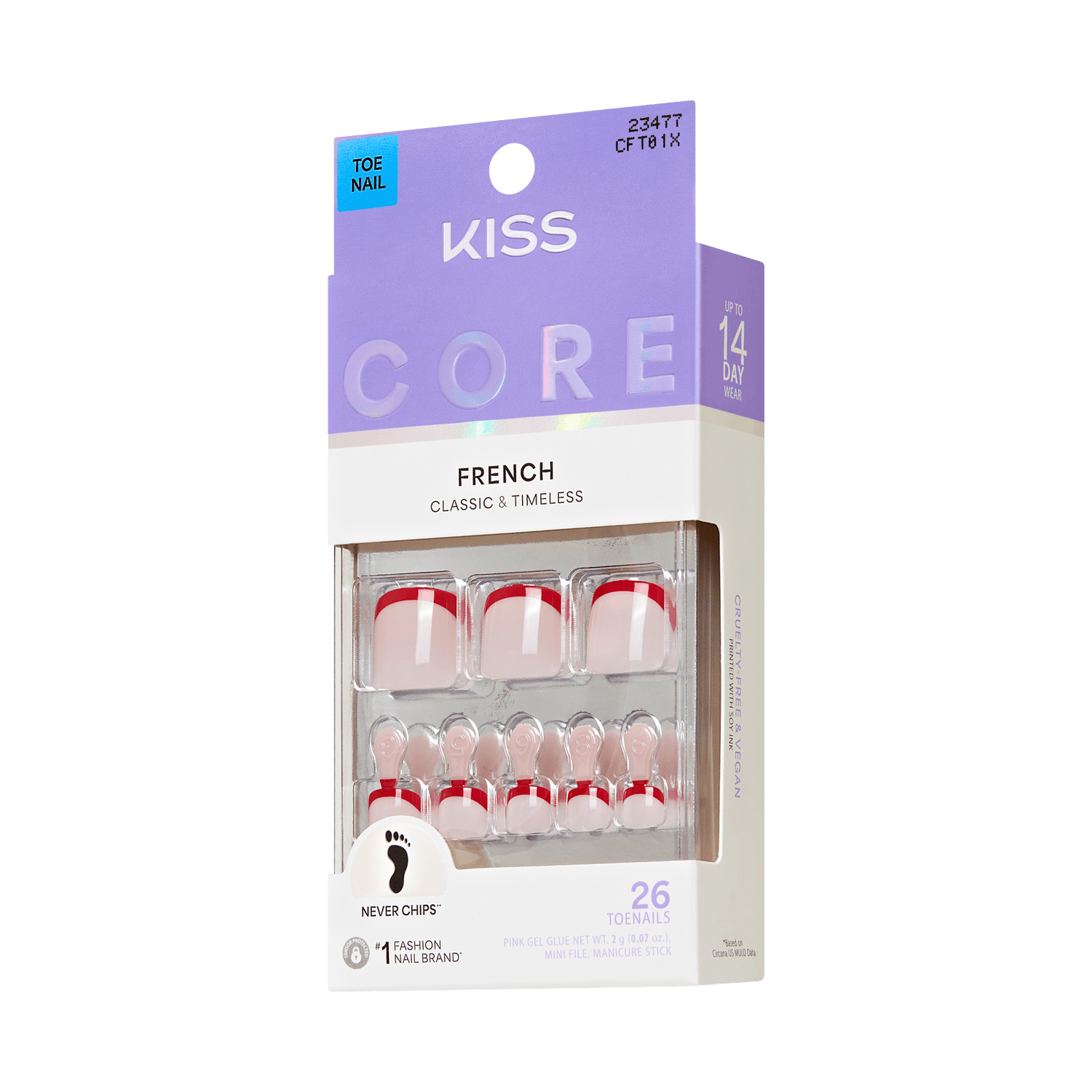 KISS Core French nail extension kit packaging on a transparent background