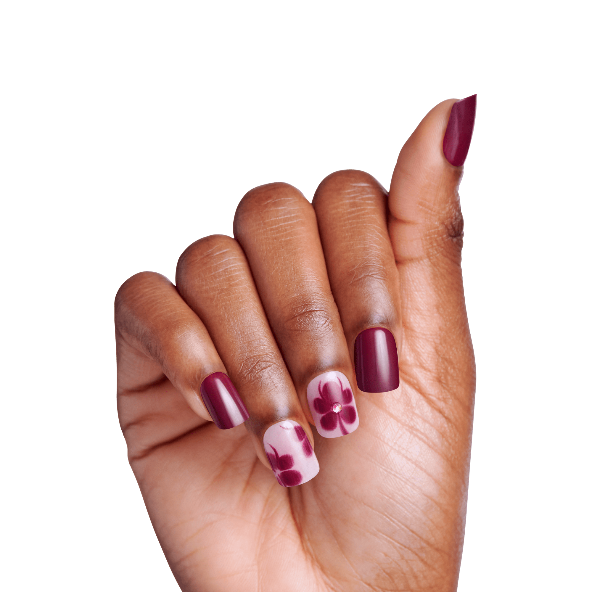 Impress Design No Glue Fake Press On Nails - Glacier | Design, Red, Short, Squoval, Manicure