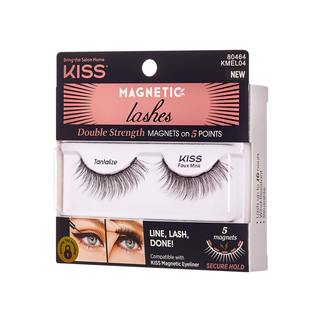 KISS Magnetic Lashes Tantalize, double strength magnets, 5 points secure hold eyeliner compatible.