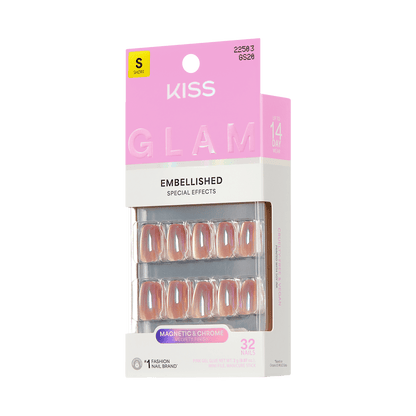 KISS GLAM Embellished Press On Glue Nails - Golden Hour Affairs