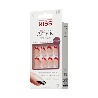KISS Salon Acrylic French Color Press On Glue Nails - Sleek