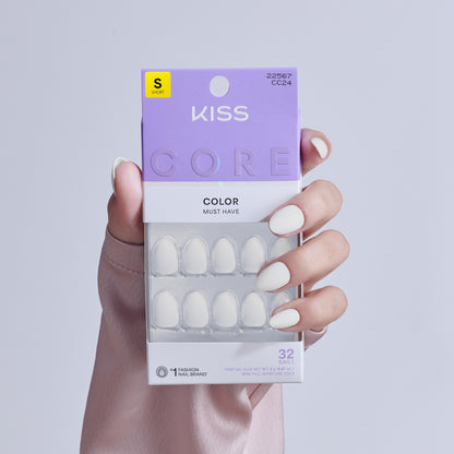 KISS Core Color Must Have white short almond press-on nails 32-pack