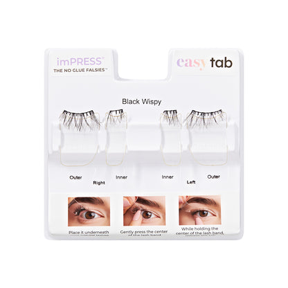 Black Wispy | 1 Pair of Half Lash & 2 Clusters imPRESS Falsies easy tab 5mm-11mm No Glue Needed - Image 7