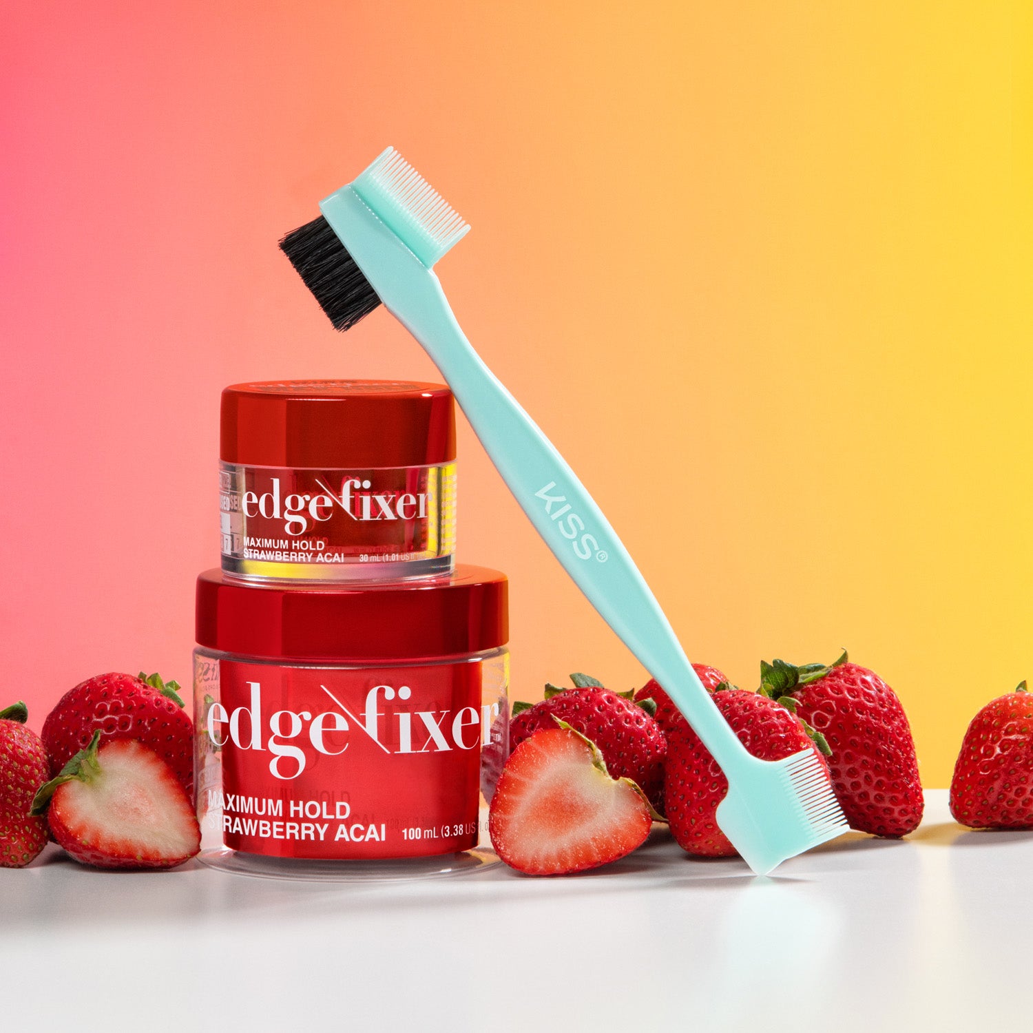 Kiss Colors &amp; Care Edge Fixer Duo Bundle - Strawberry Acai