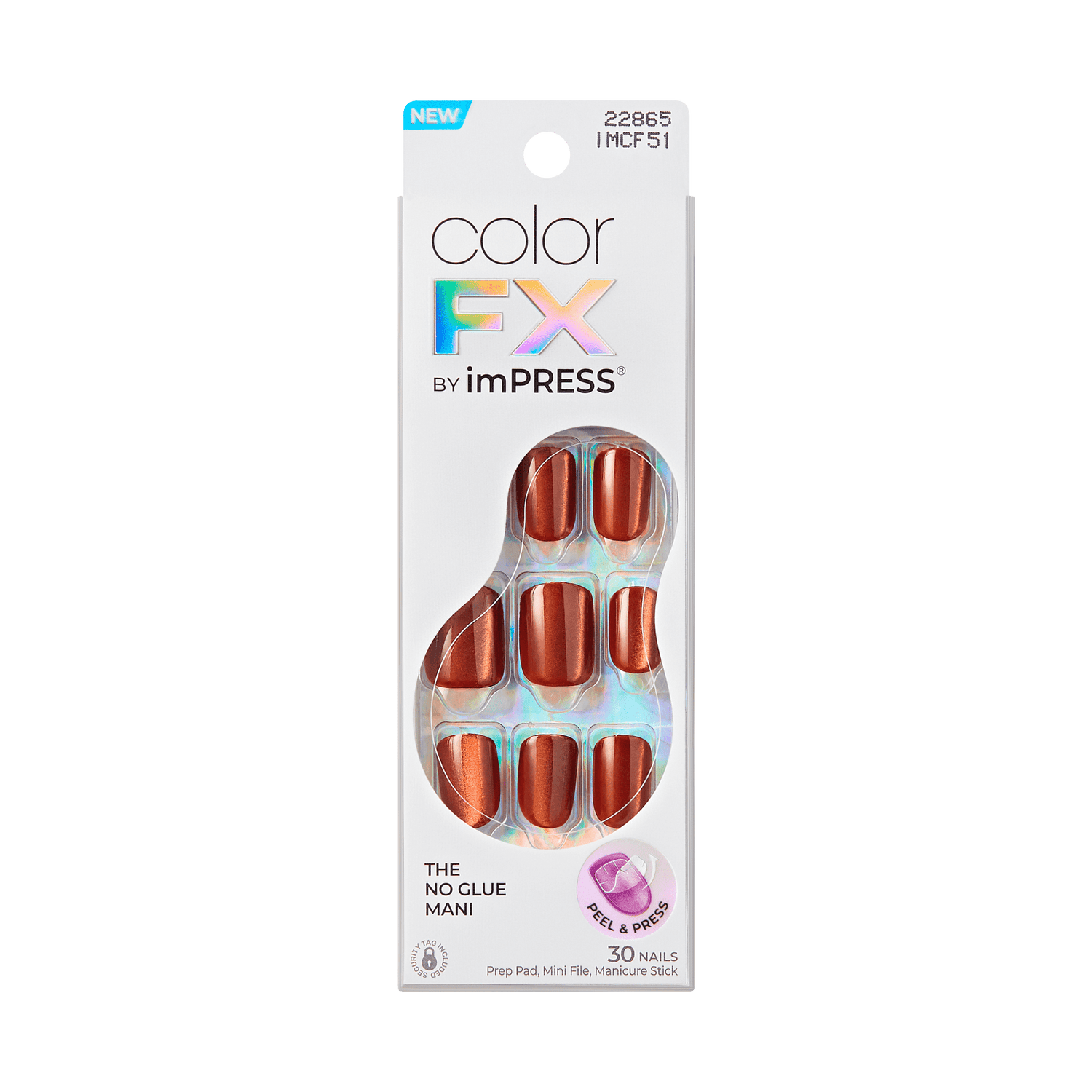 colorFX by Impress No Glue Fake Press On Nails - Ruby Rush | Design, Orange, Short, Squoval, Manicure