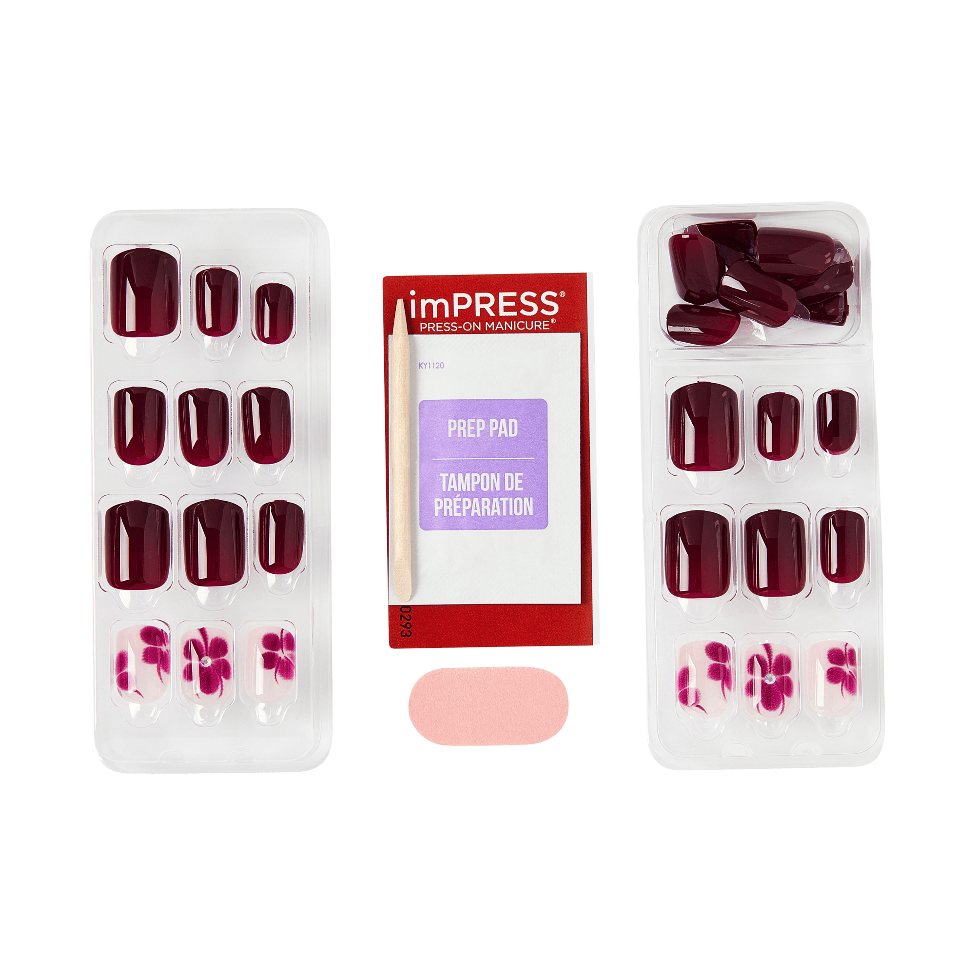 Impress Design No Glue Fake Press On Nails - Glacier | Design, Red, Short, Squoval, Manicure