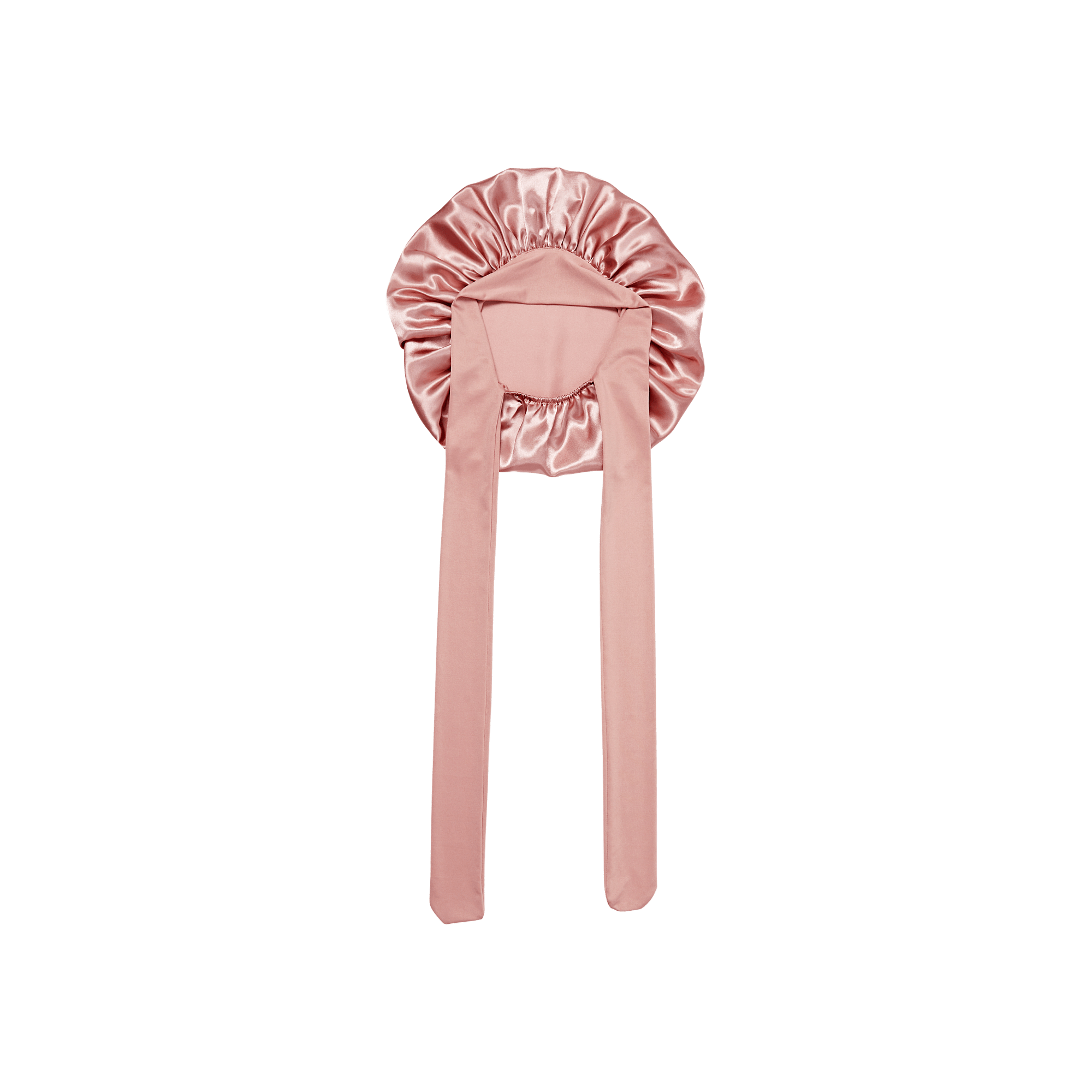 Pink satin hair bonnet on a transparent background