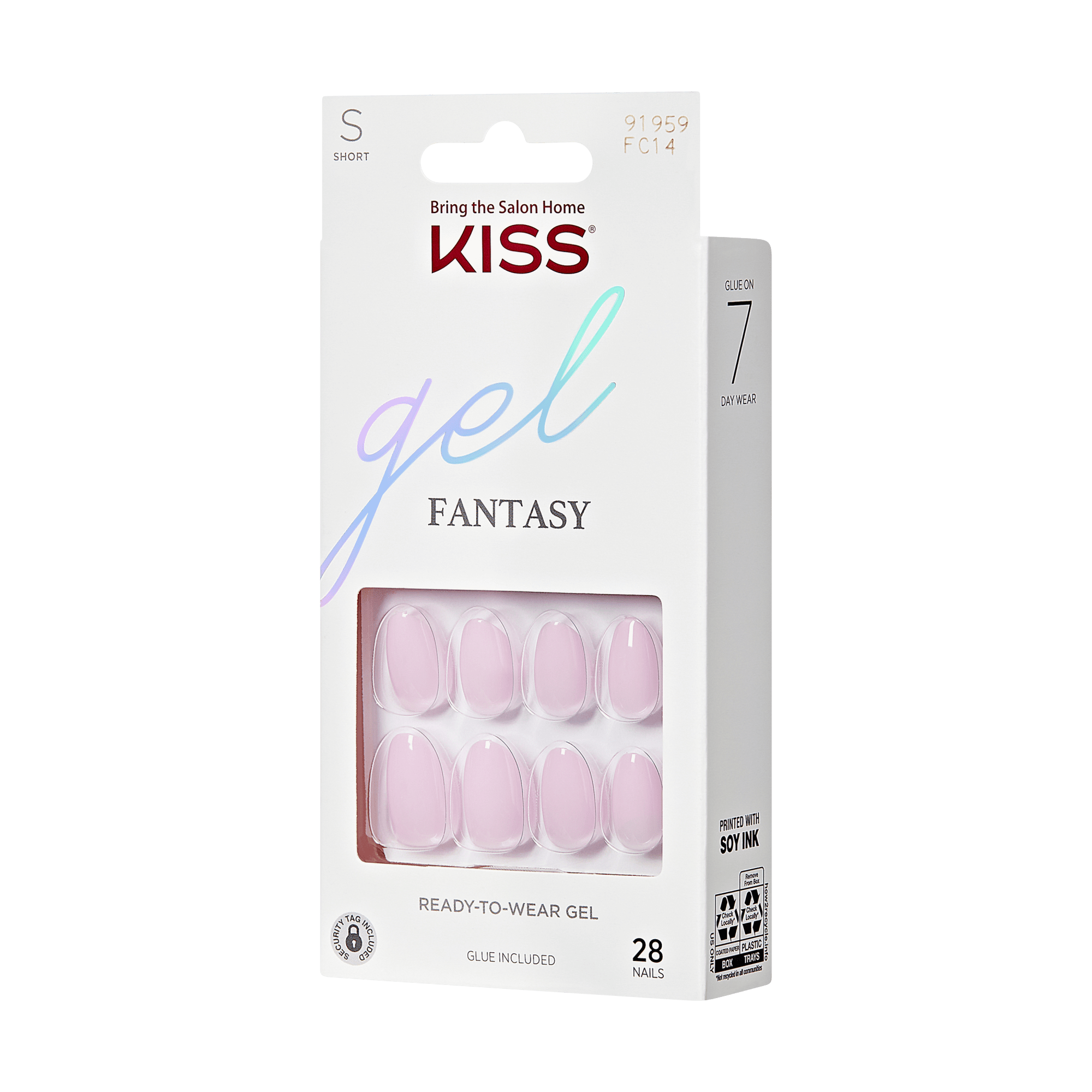 KISS Gel Fantasy Color Press On Glue Nails - Pure Love