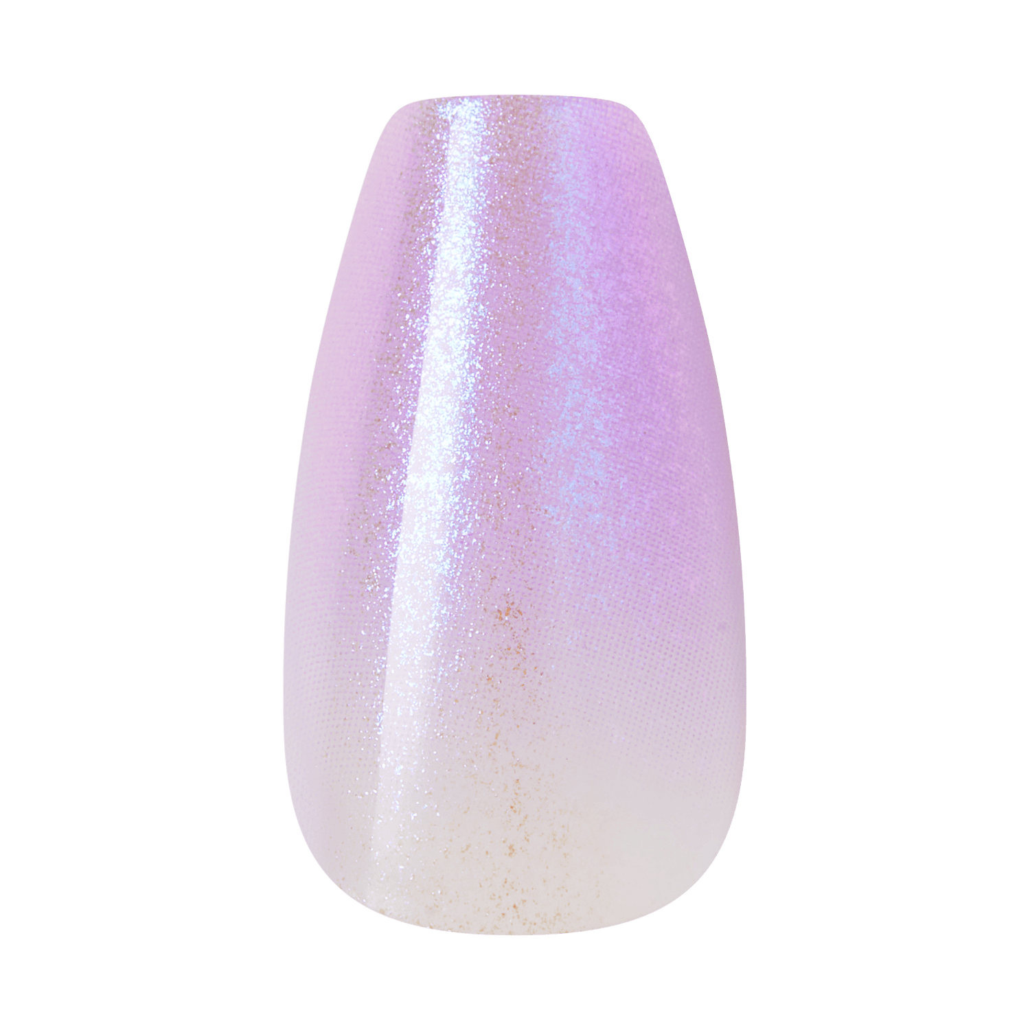 Gradient nail tip with purple to white color on a clear background
