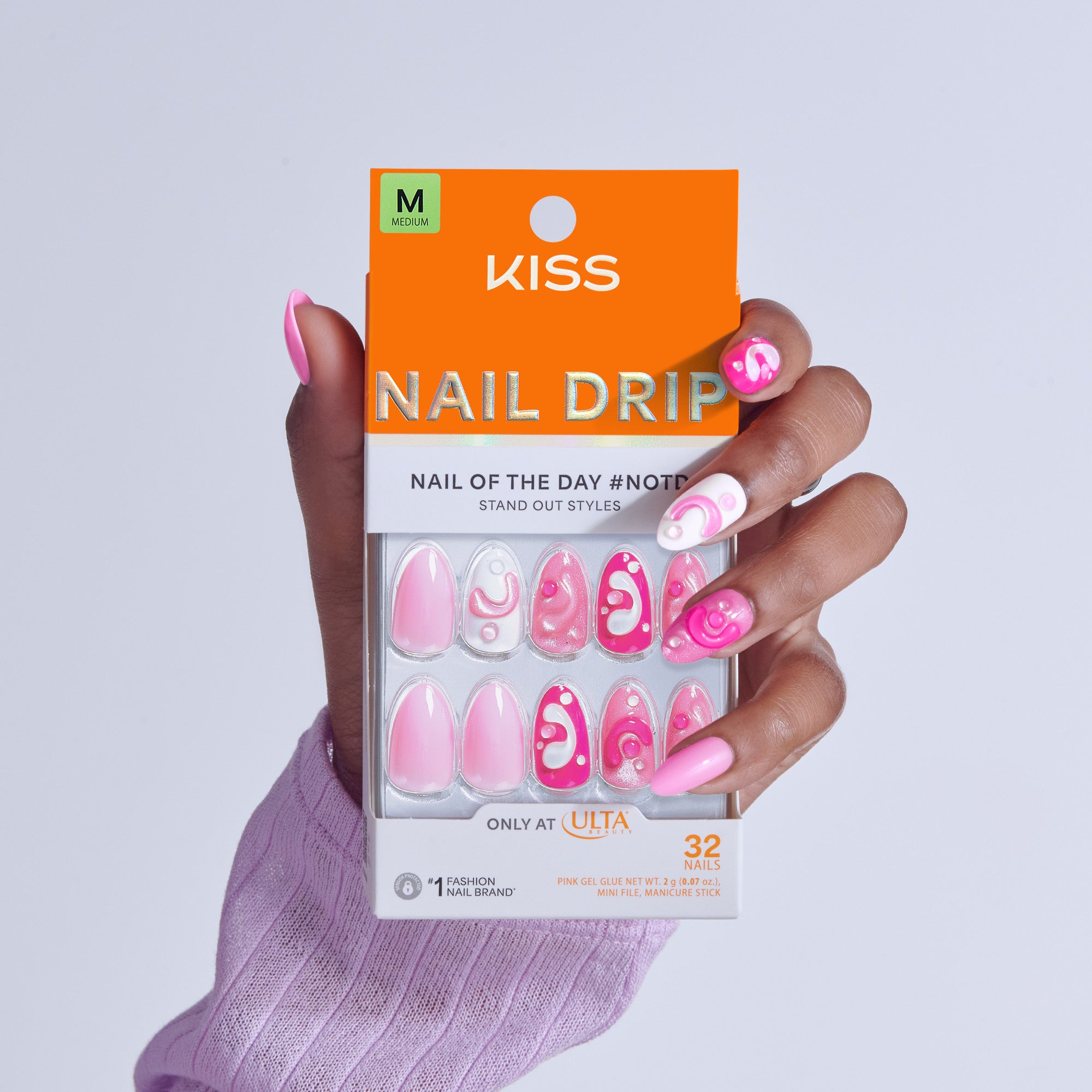 Kiss Nail Drip Press On Fake Glue Nails - Cheerful Meadow | 3D