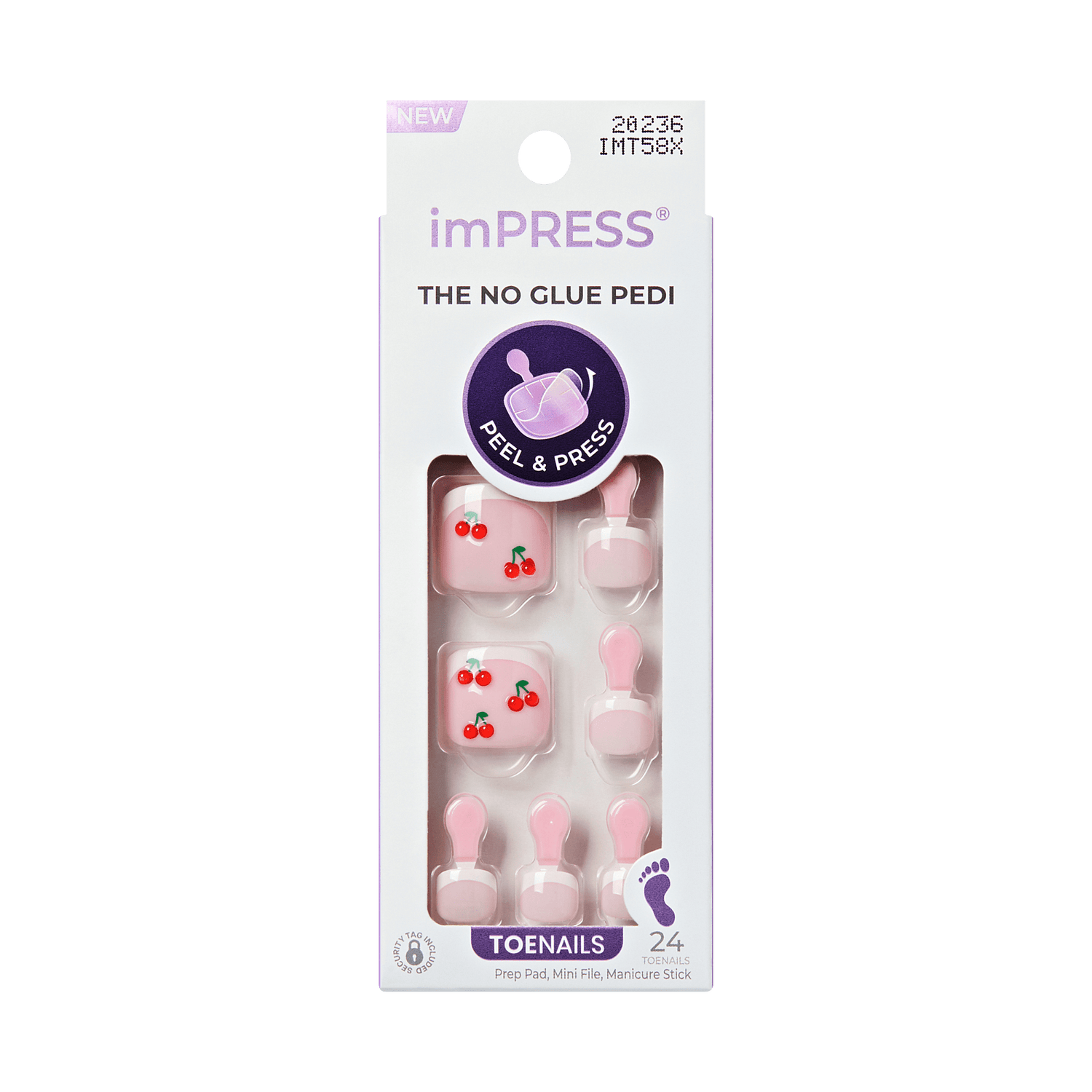 imPRESS no glue pedi packaging with pink pedicure products on a transparent background