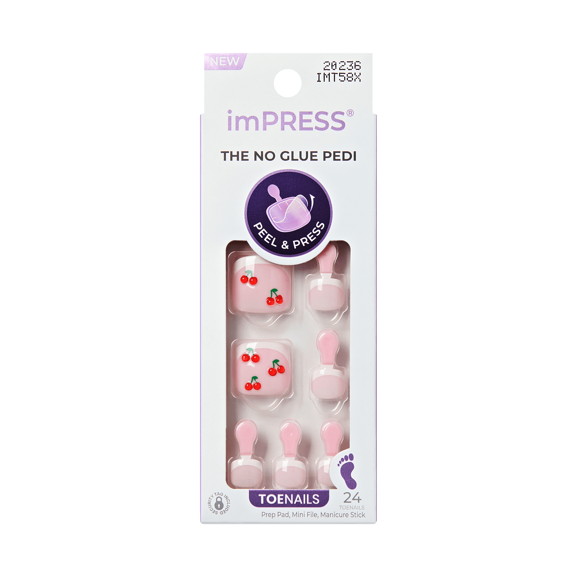 imPRESS no glue pedi packaging with pink pedicure products on a transparent background