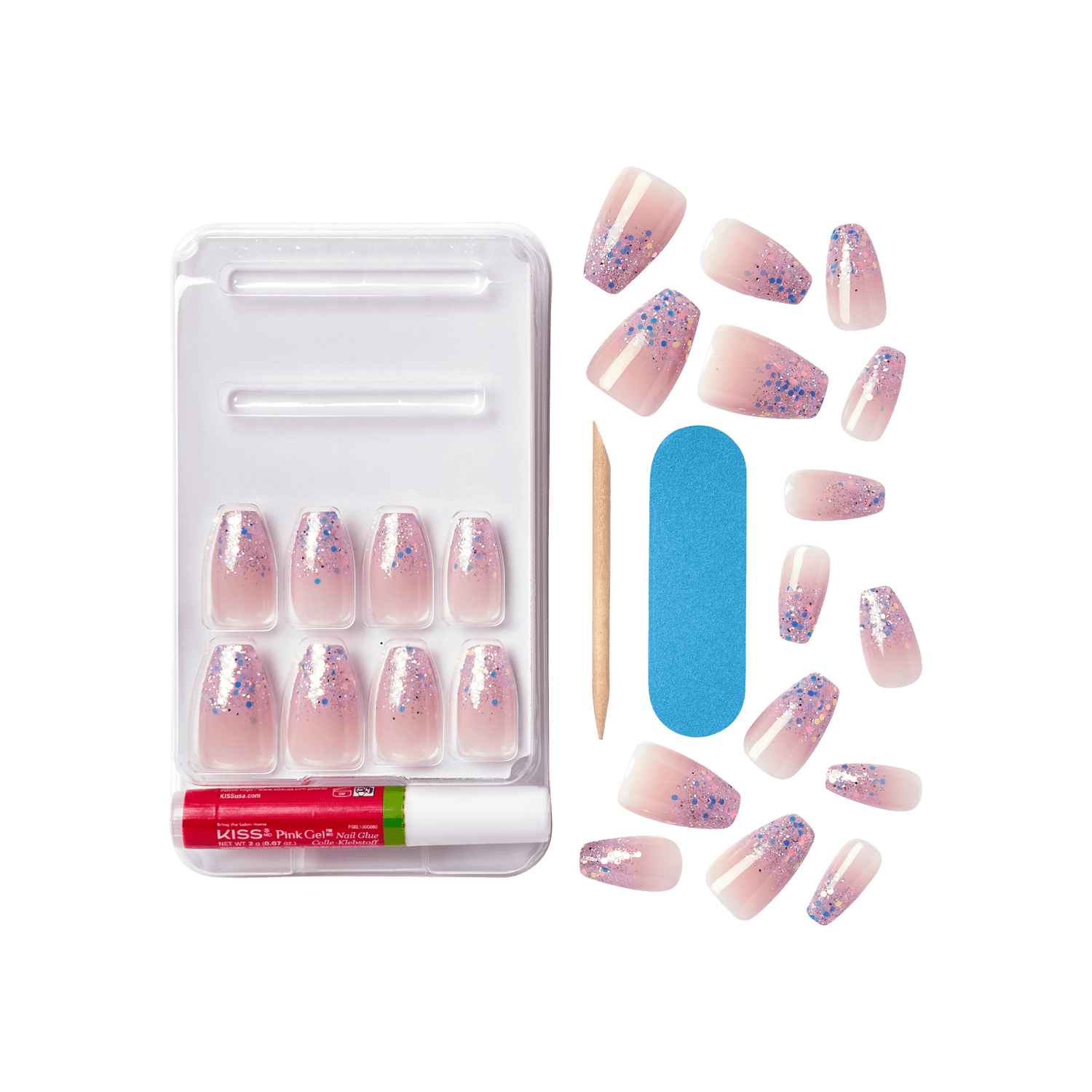 KISS Gel Fantasy Press On Glue Nails - Winter Sparks
