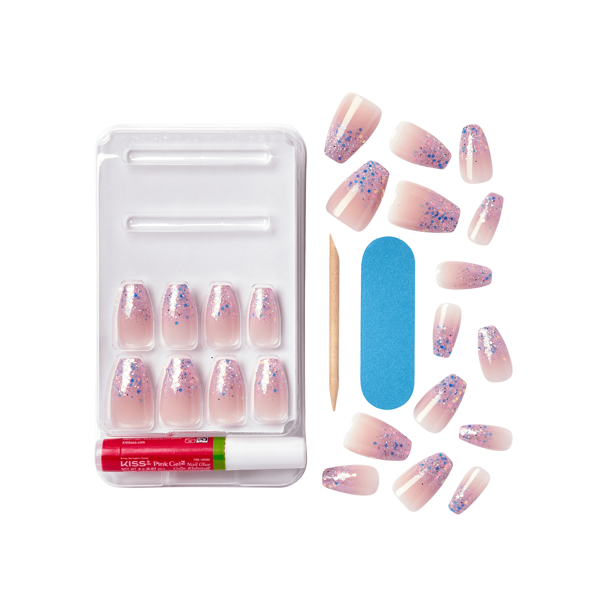 KISS Gel Fantasy Press On Glue Nails - Winter Sparks