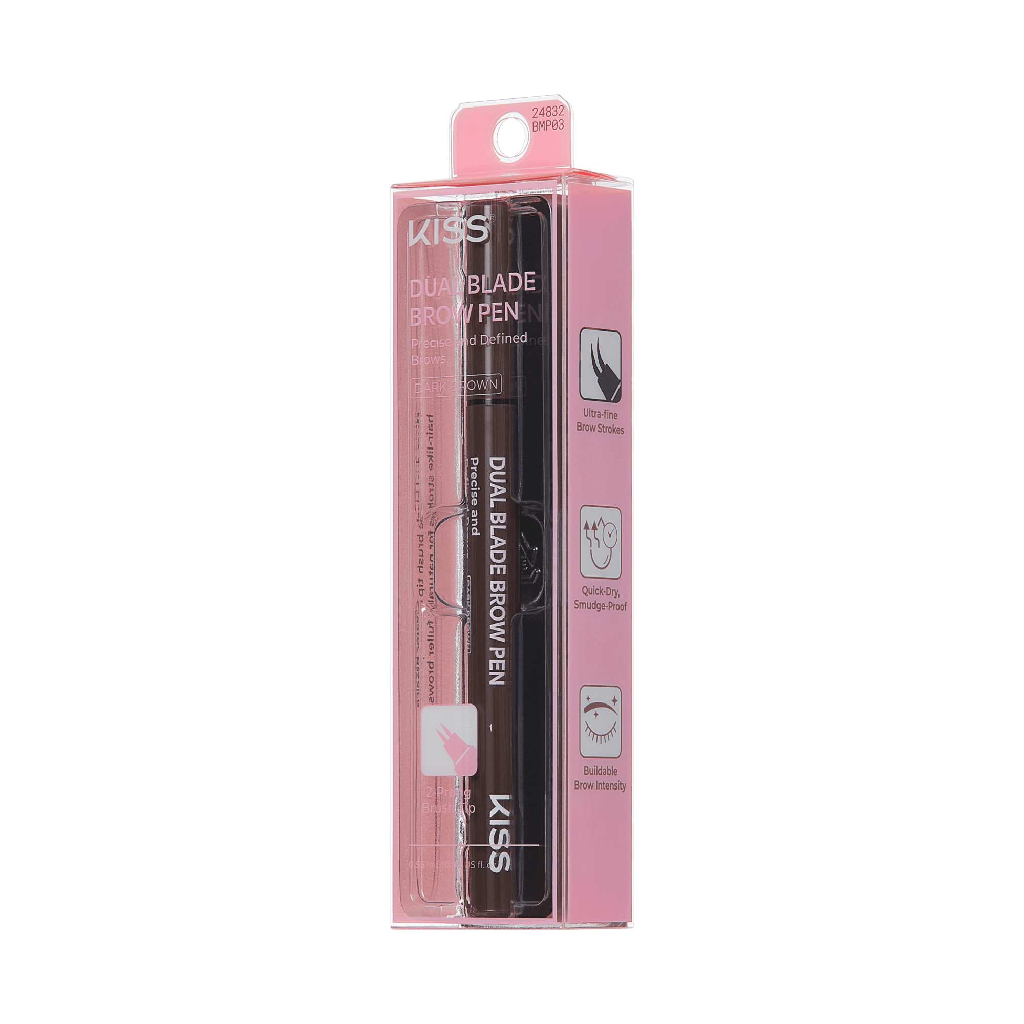 Kiss Dual Blade Brow Pen - Dark Brown | Smudge Free