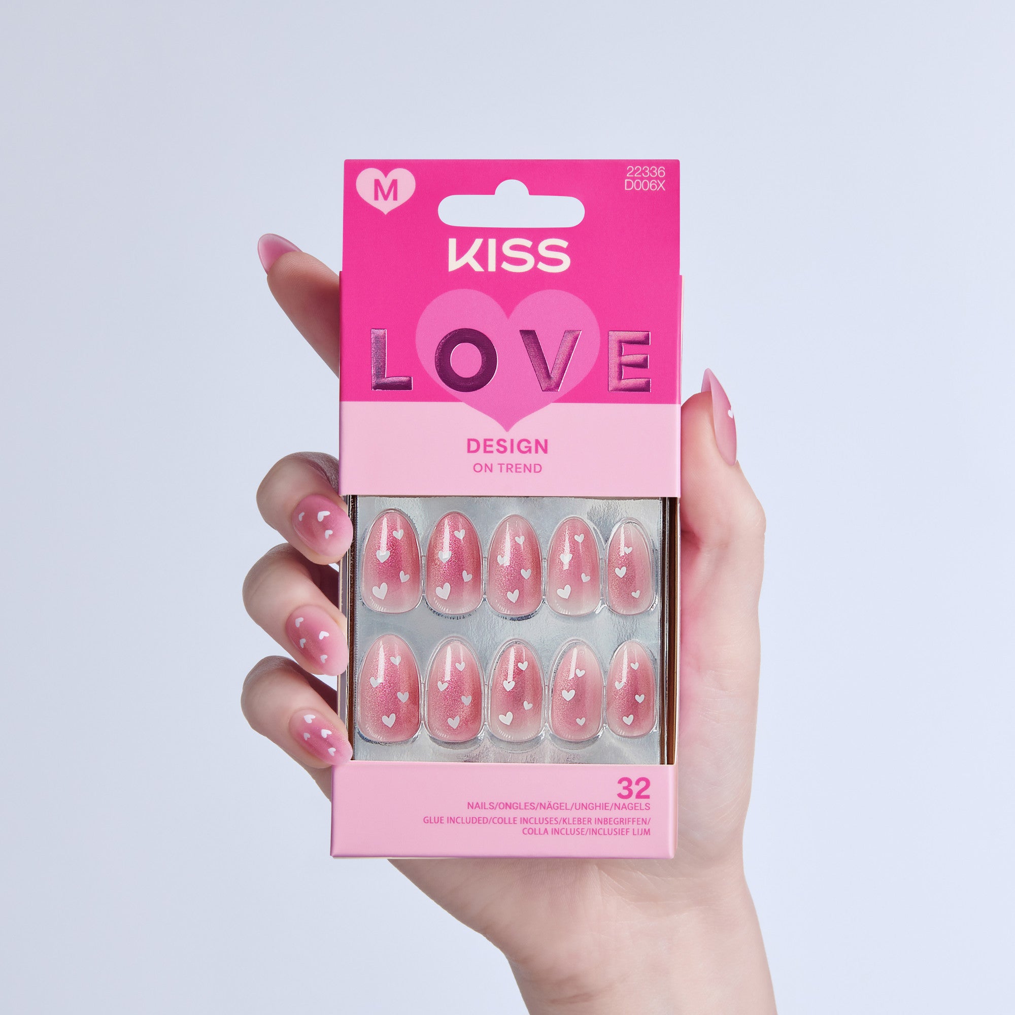 KISS LOVE Design Press On Glue Nails - My Forever Valentine