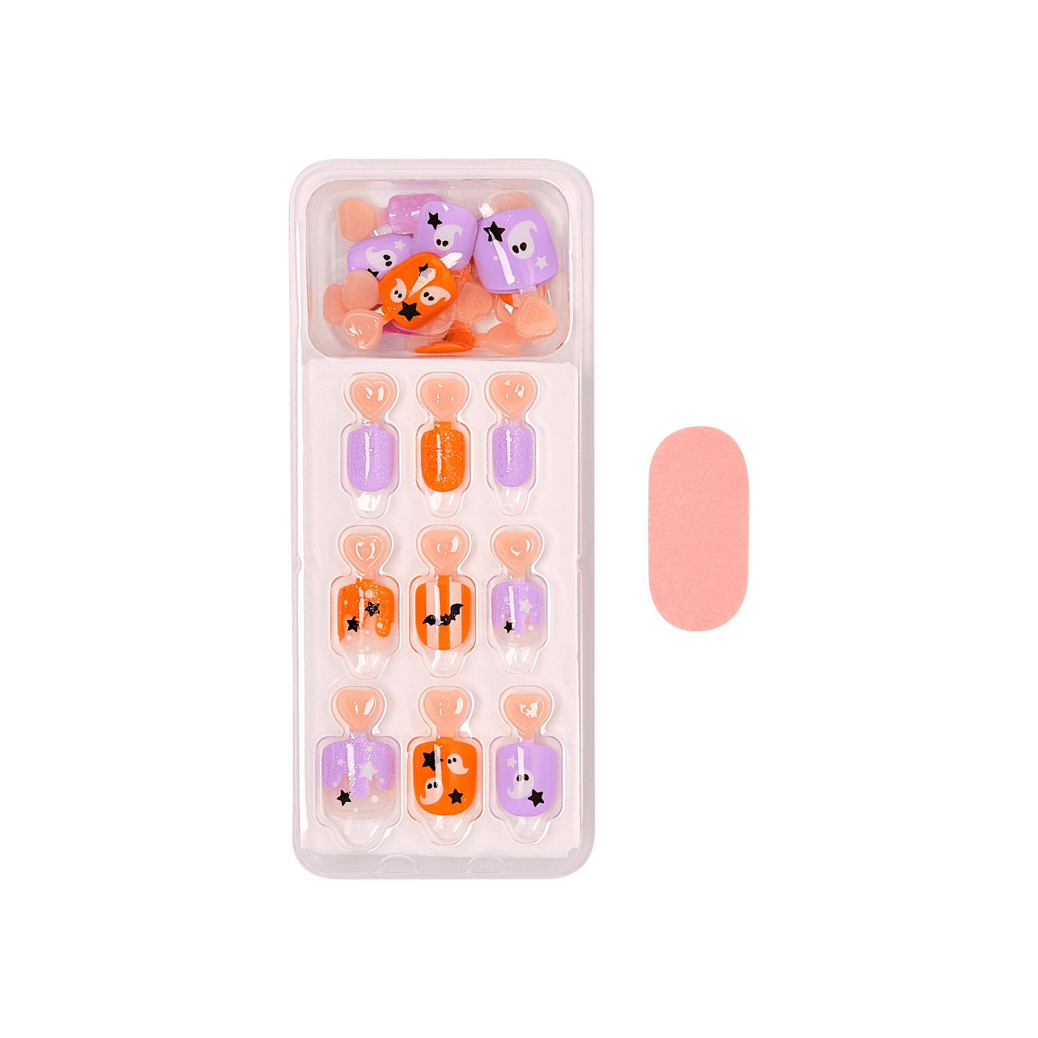 Impress Kids Halloween No Glue Fake Press On Nails - Boo! | Design, Purple &amp; Orange, Kids, Squoval, Glow In The Dark, Manicure