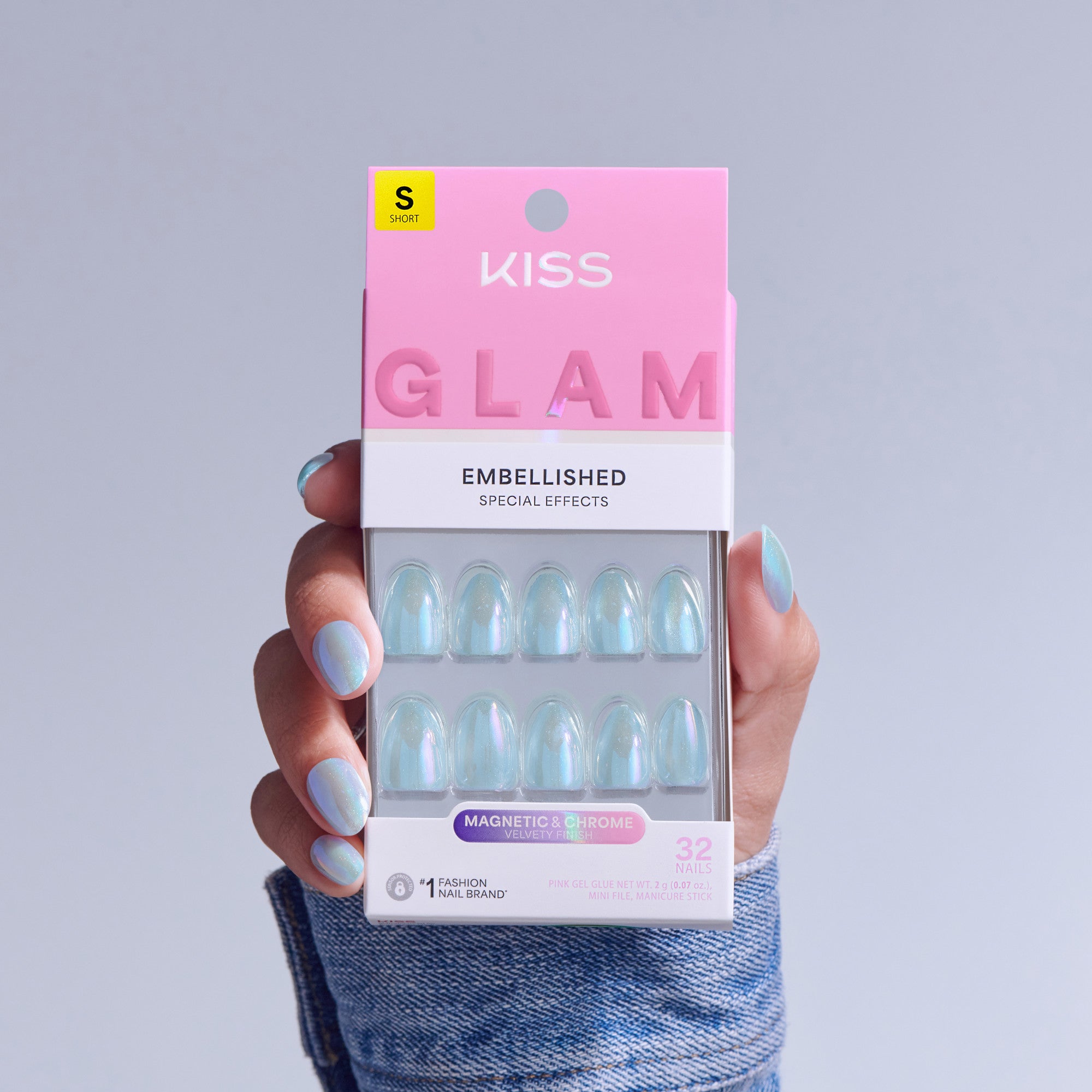 KISS GLAM Embellished Press On Glue Nails - Sugar Lake
