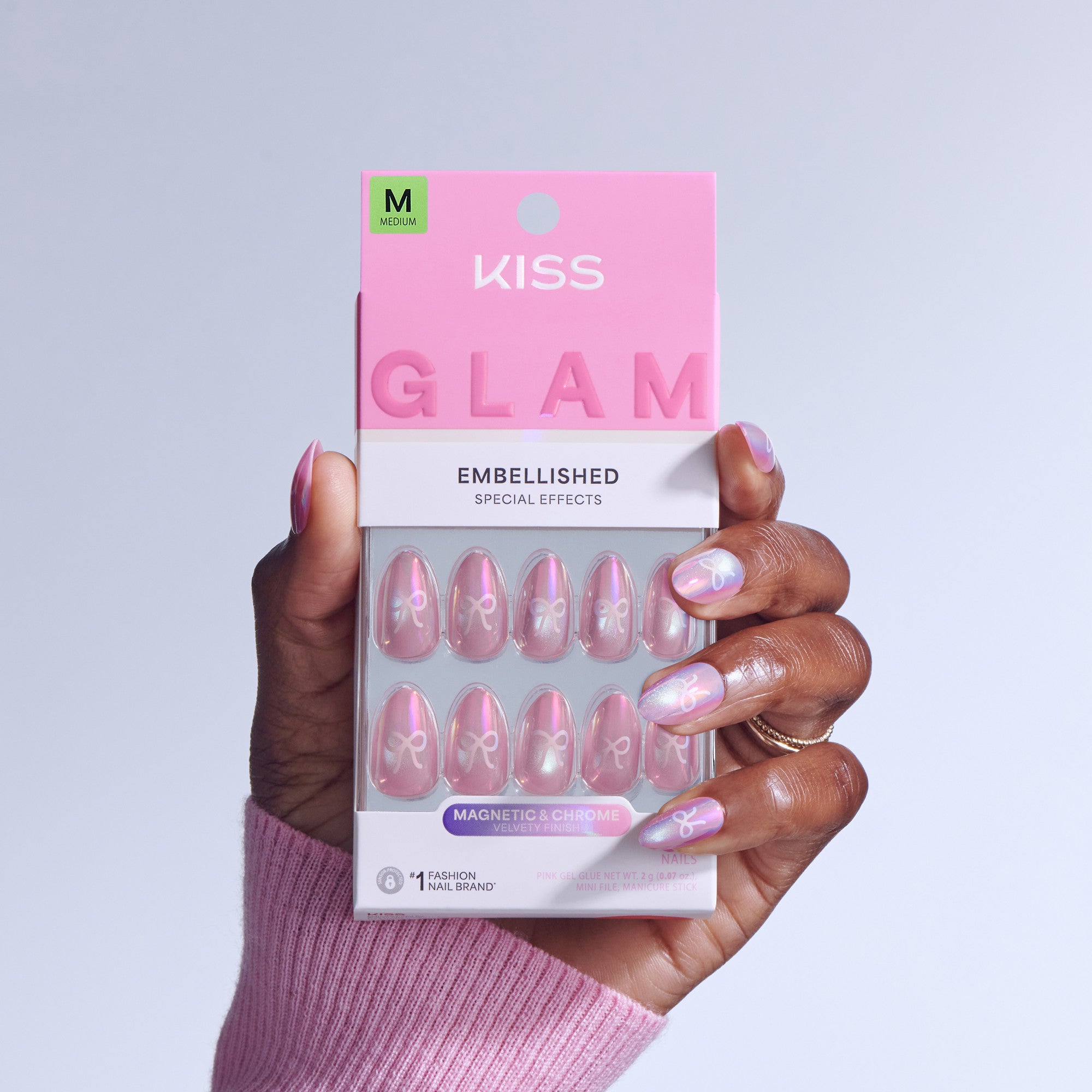 KISS GLAM Embellished Press On Glue Nails - Crystal Pop
