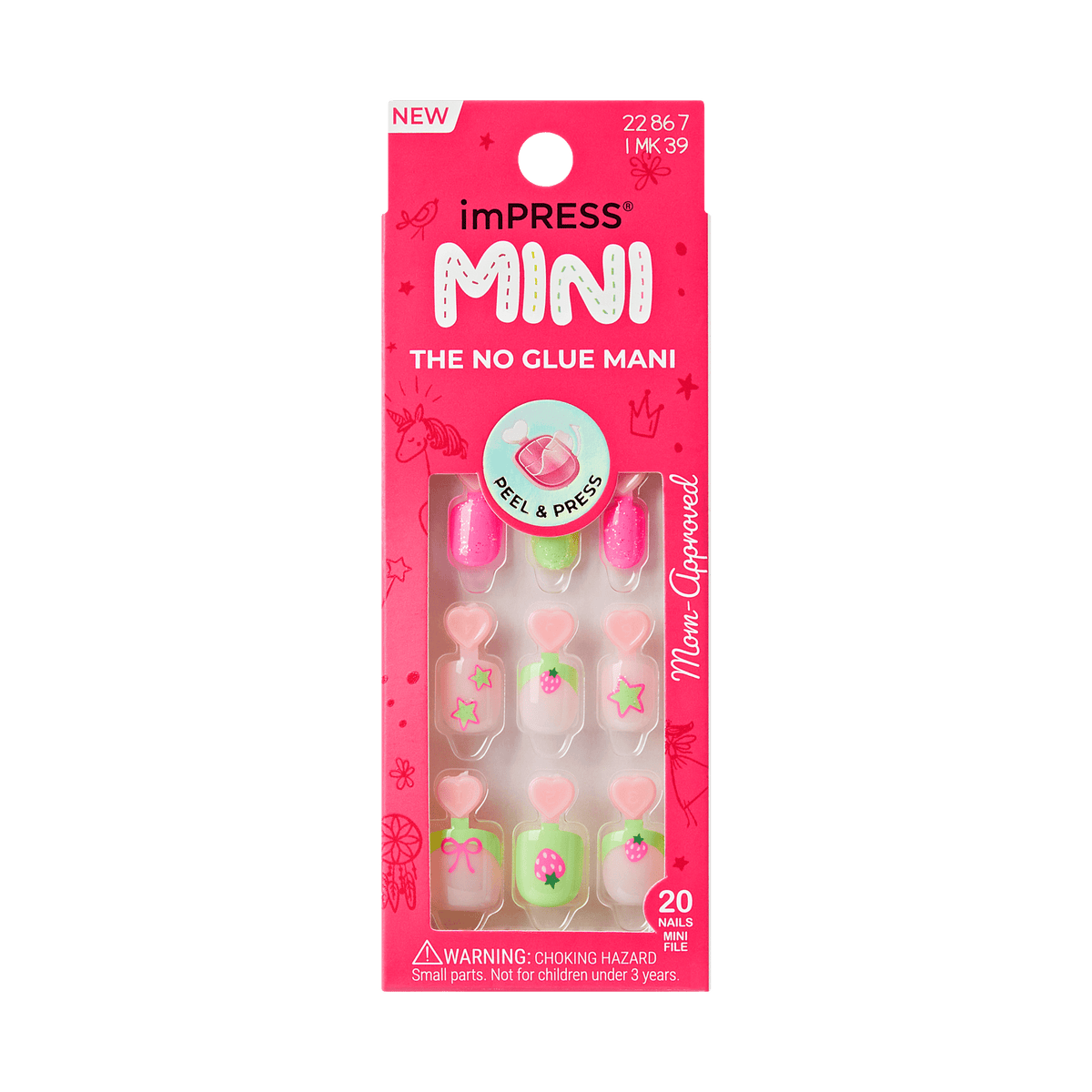 Impress Kids No Glue Fake Press On Nails - Princess Dream | Design, Pink &amp; Green, Kids, Squoval, Manicure
