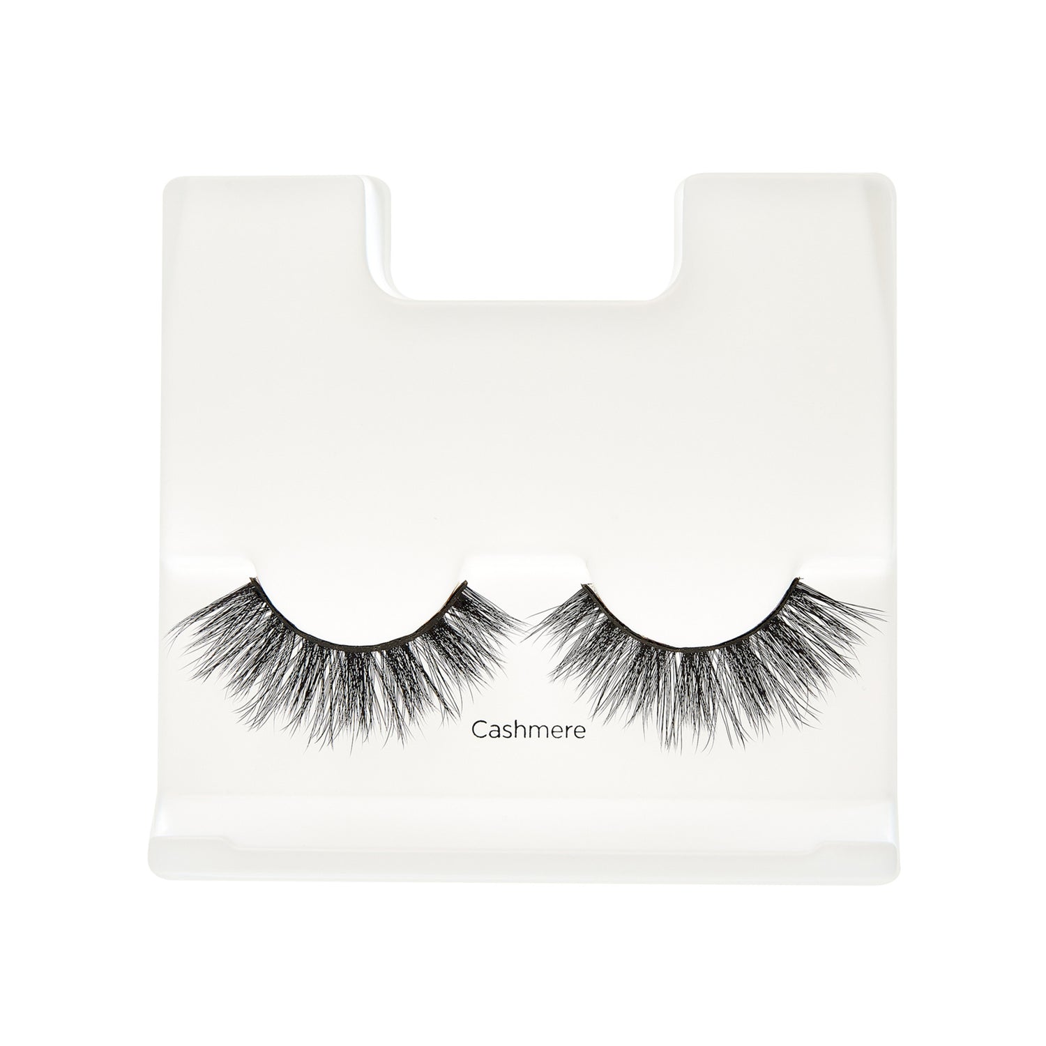 Cashmere false eyelashes on white packaging card