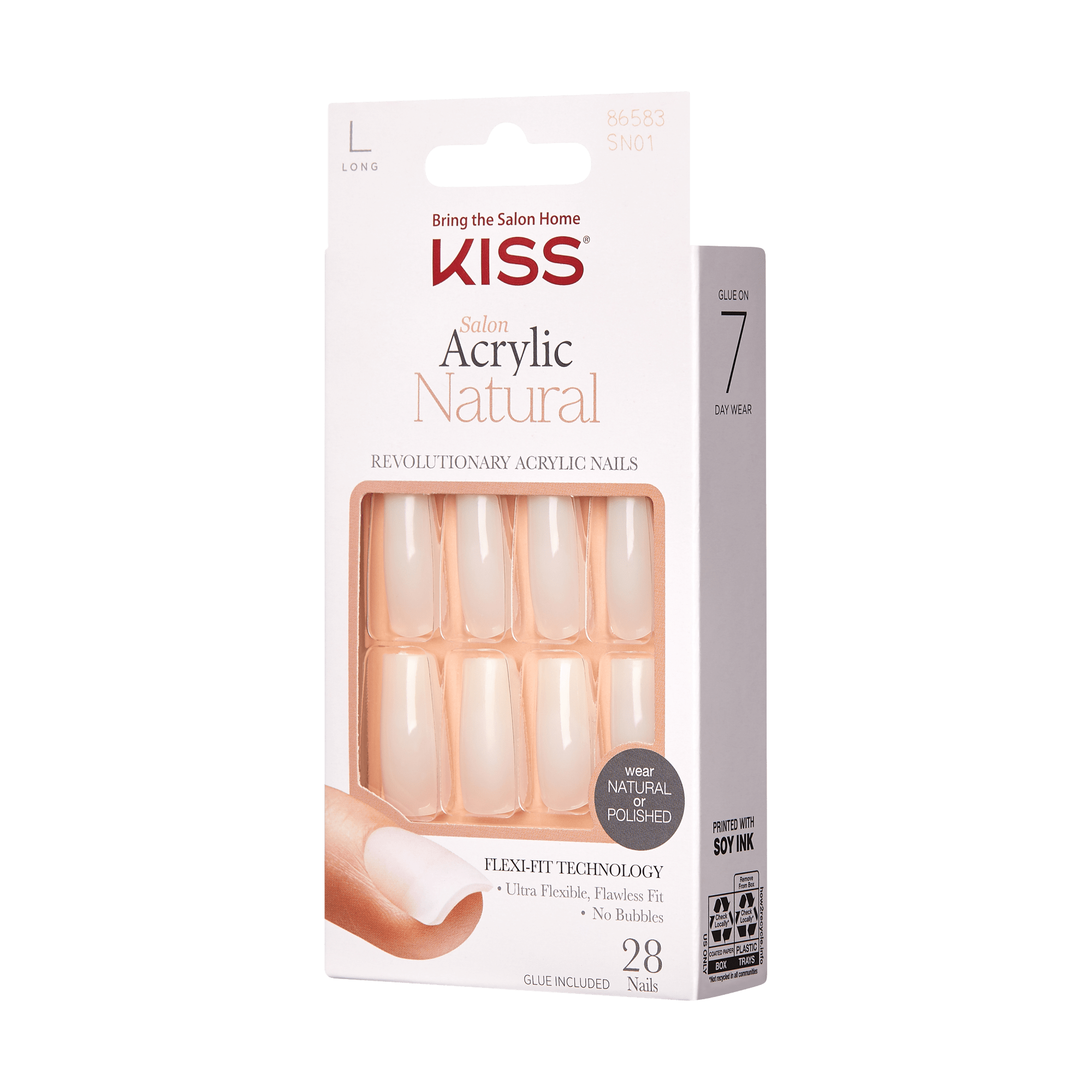 KISS Salon Acrylic Natural Press On Glue Nails - Bareskinned