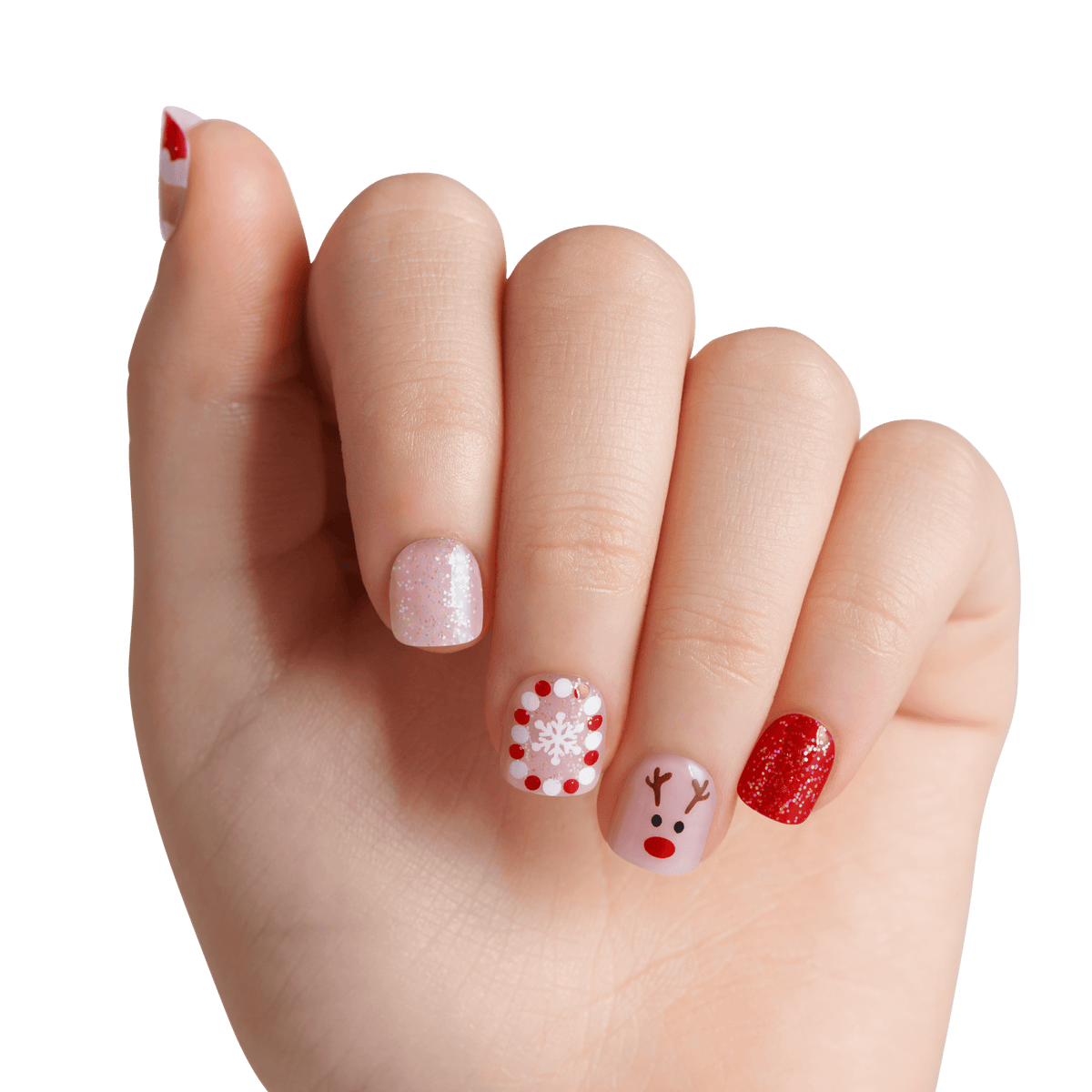 Impress Kids Holiday No Glue Fake Press On Nails - Little Elf | Design, Multicolor, Kids, Squoval, Manicure