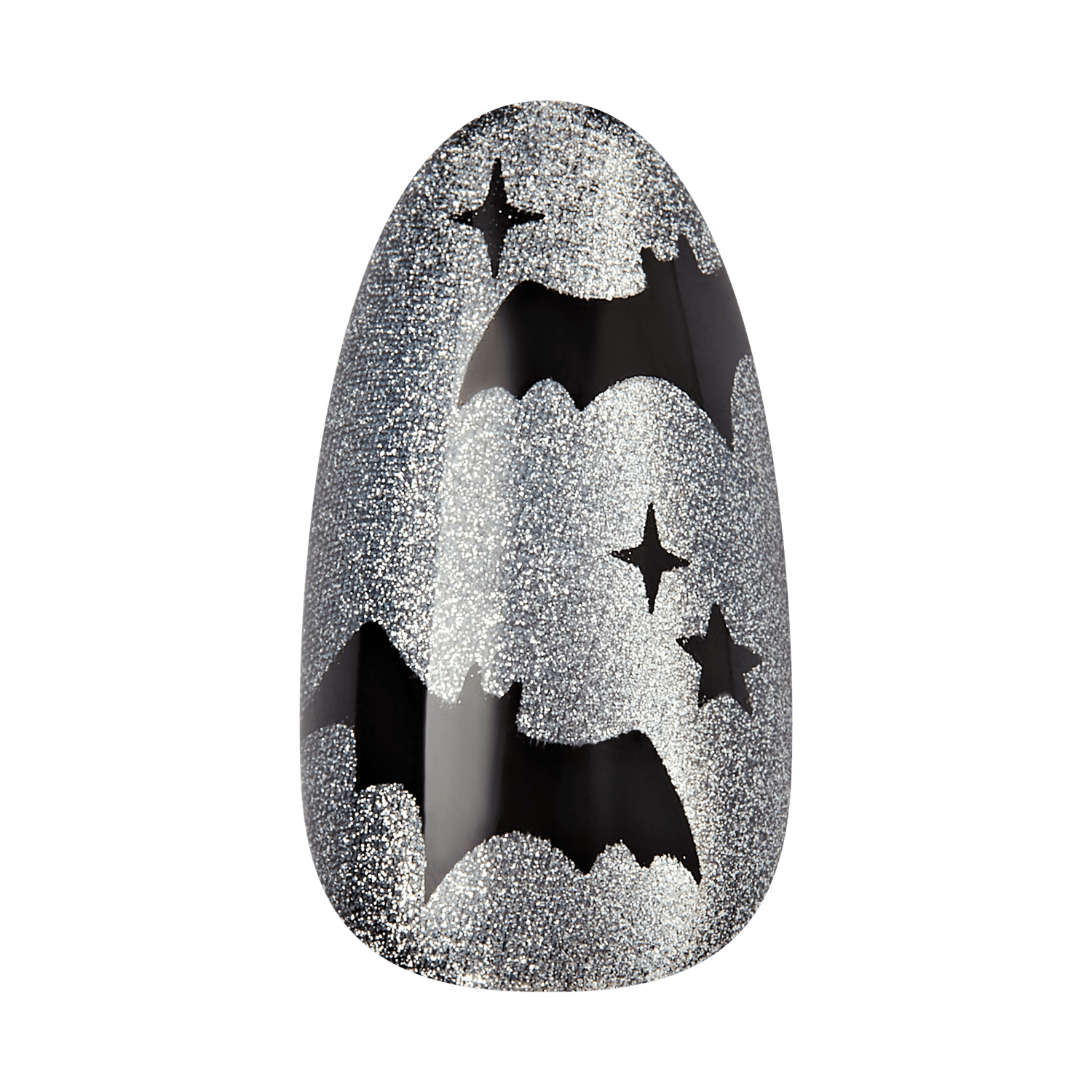 Kiss Haunt Halloween Press On Fake Glue Nails - Vamp It Up | Design, Black, Medium, Almond, Glow In The Dark