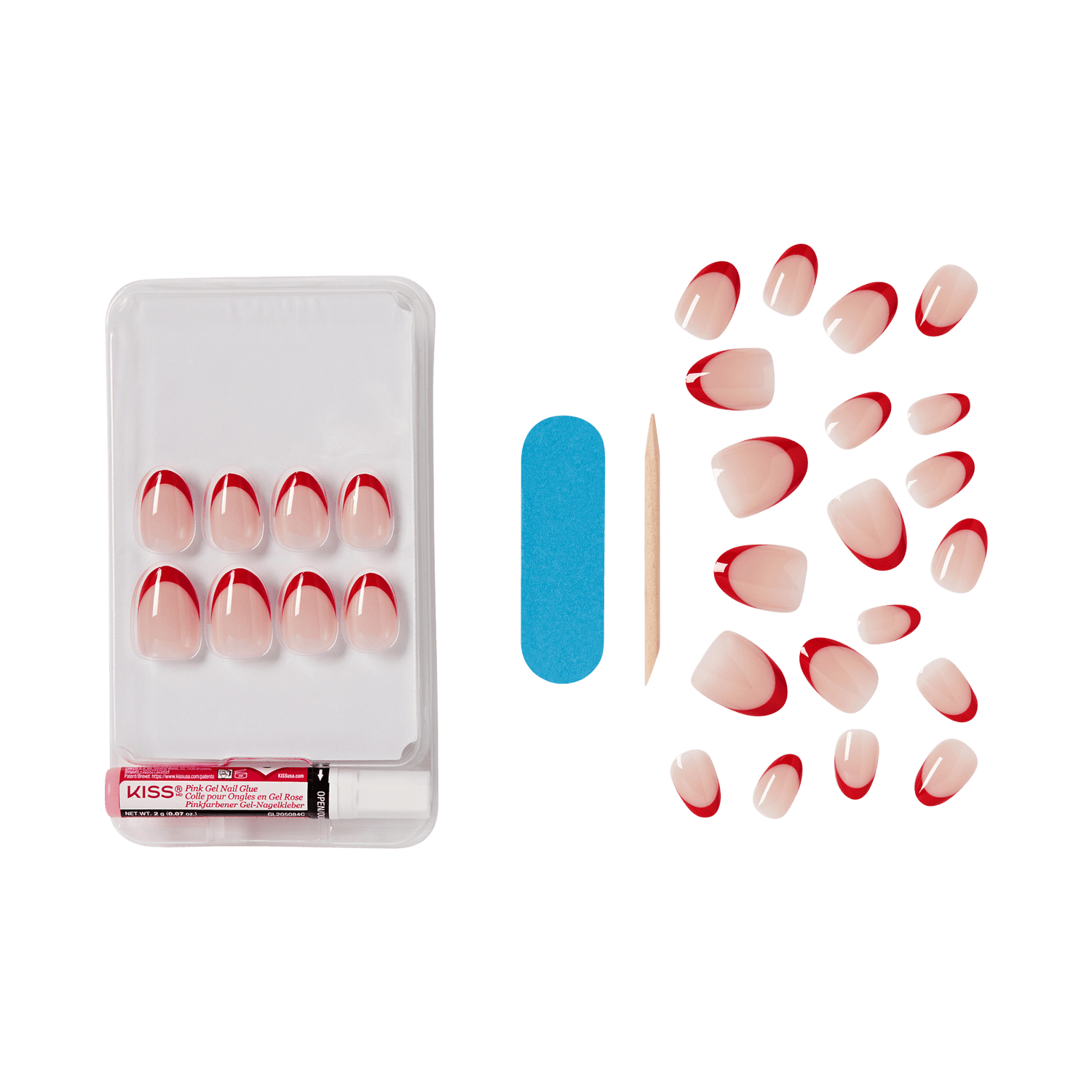 KISS Salon Acrylic French Color Press On Glue Nails - Sleek