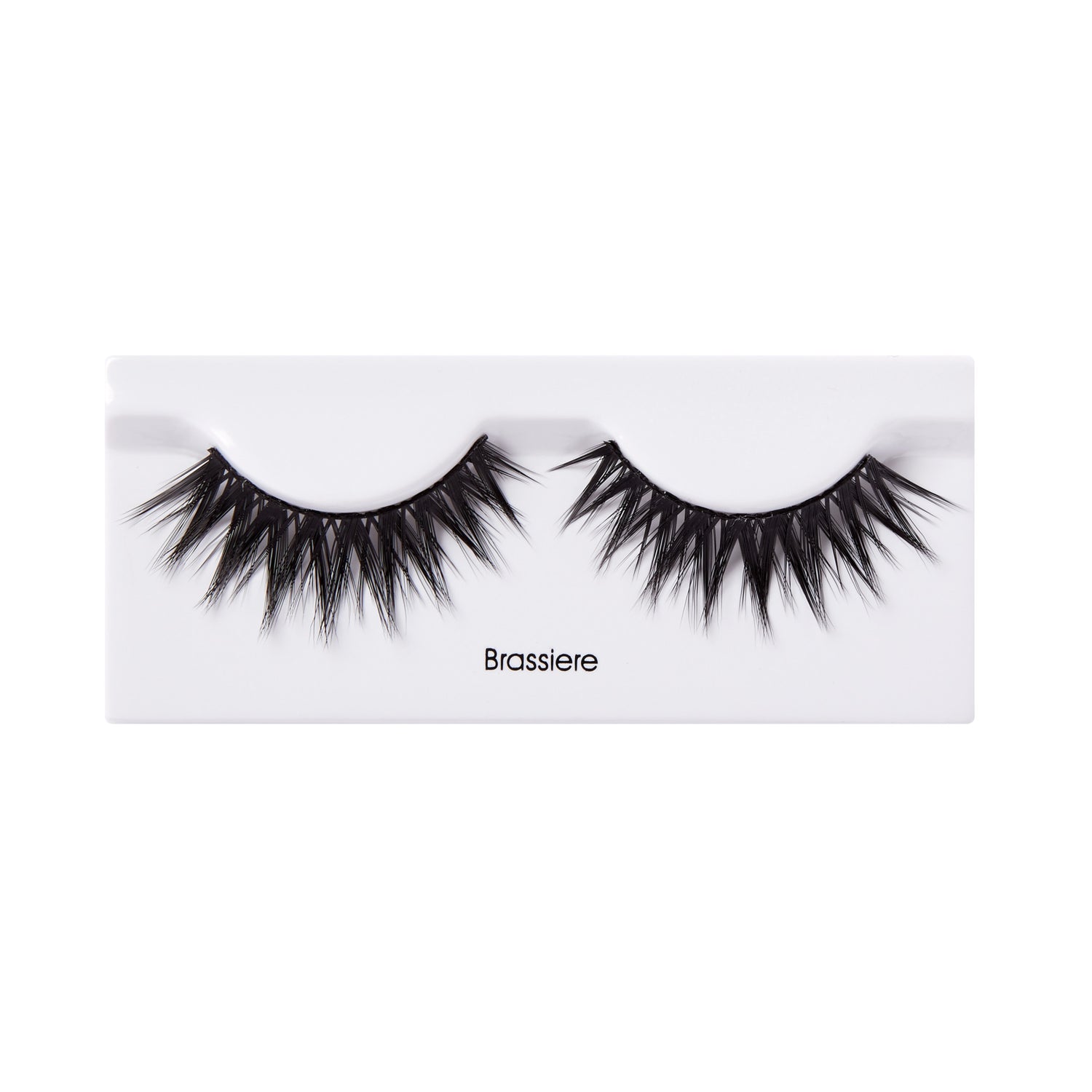Brassiere false eyelashes on white packaging strip