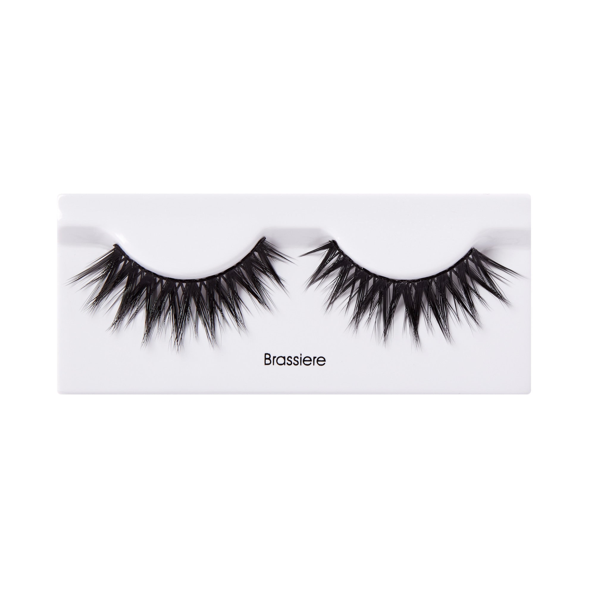 Brassiere false eyelashes on white packaging strip