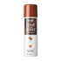 The image features a can of KISS Colors & Care Root True Cover Hair Thickening Fiber Spray. The can is predominantly white with a brown cap. It is labeled "Medium Brown" and highlights that it is infused with natural ingredients. The product is designed to help thicken hair, making it appear fuller. The can contains 100 ml (3.4 fl oz) of the spray.