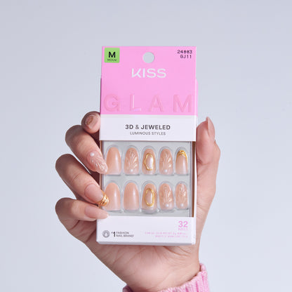 KISS GLAM 3D &amp; Jewel Press On Glue Nails  - Blossoming Love