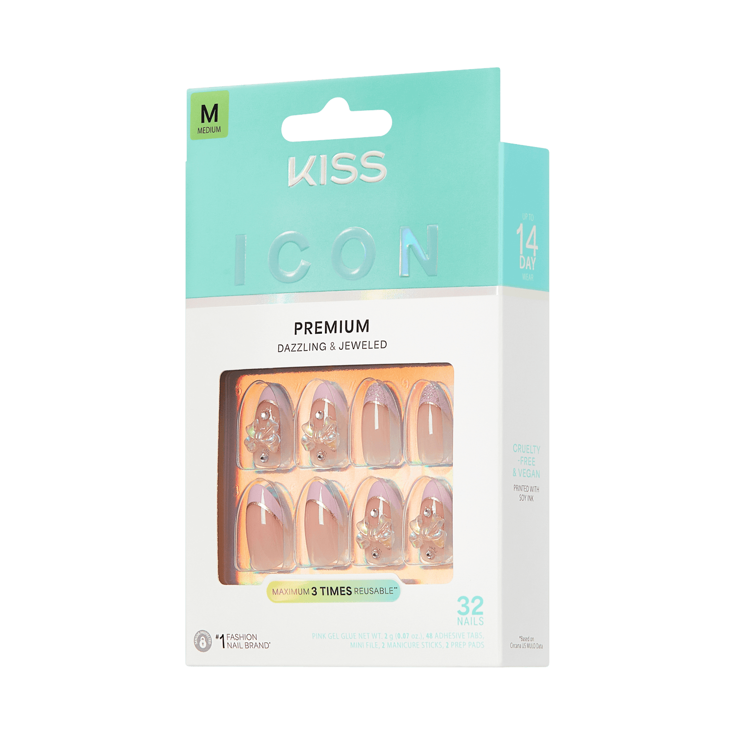 KISS ICON Press On Glue Nails - Vibrant