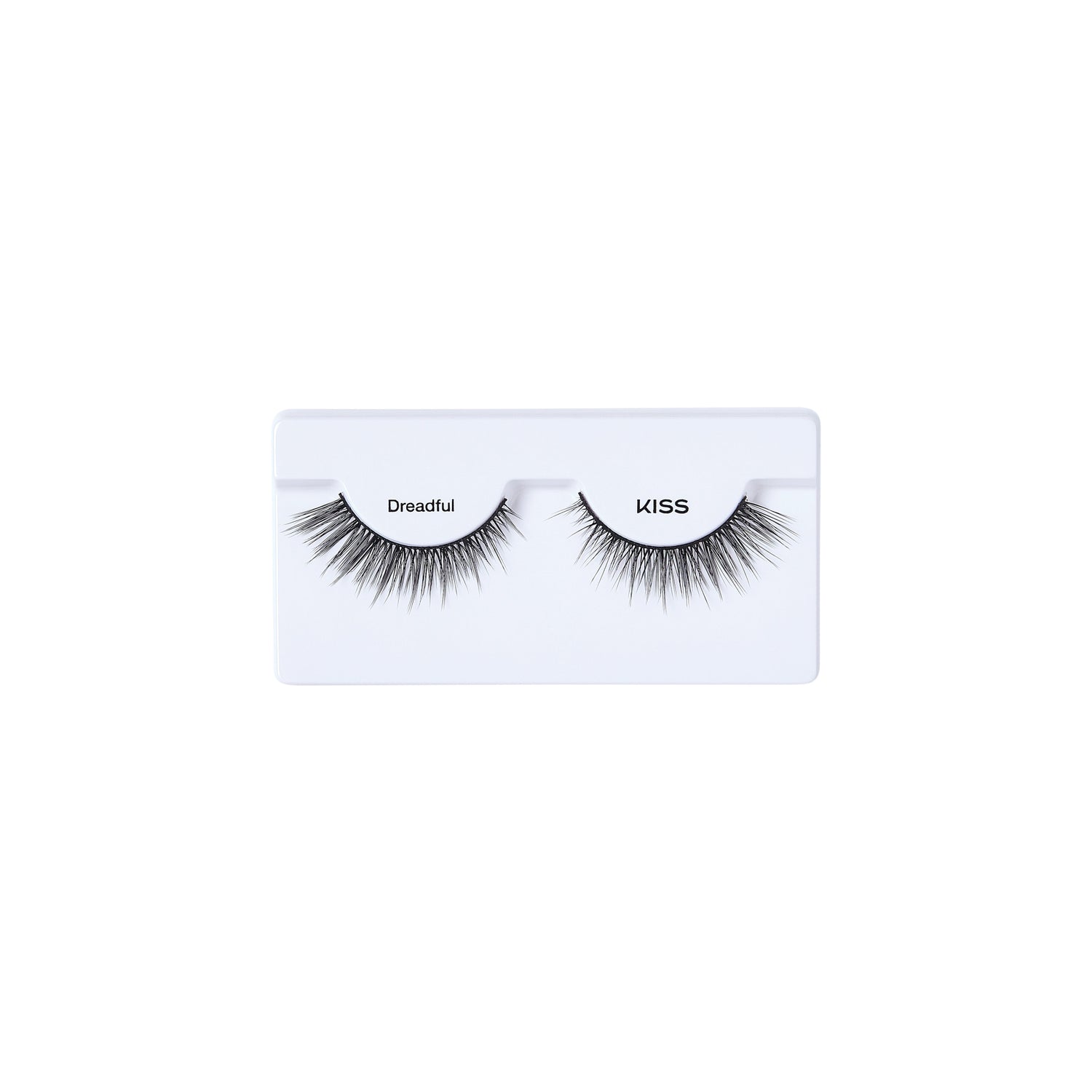 KISS Dreadful false eyelashes on white packaging strip