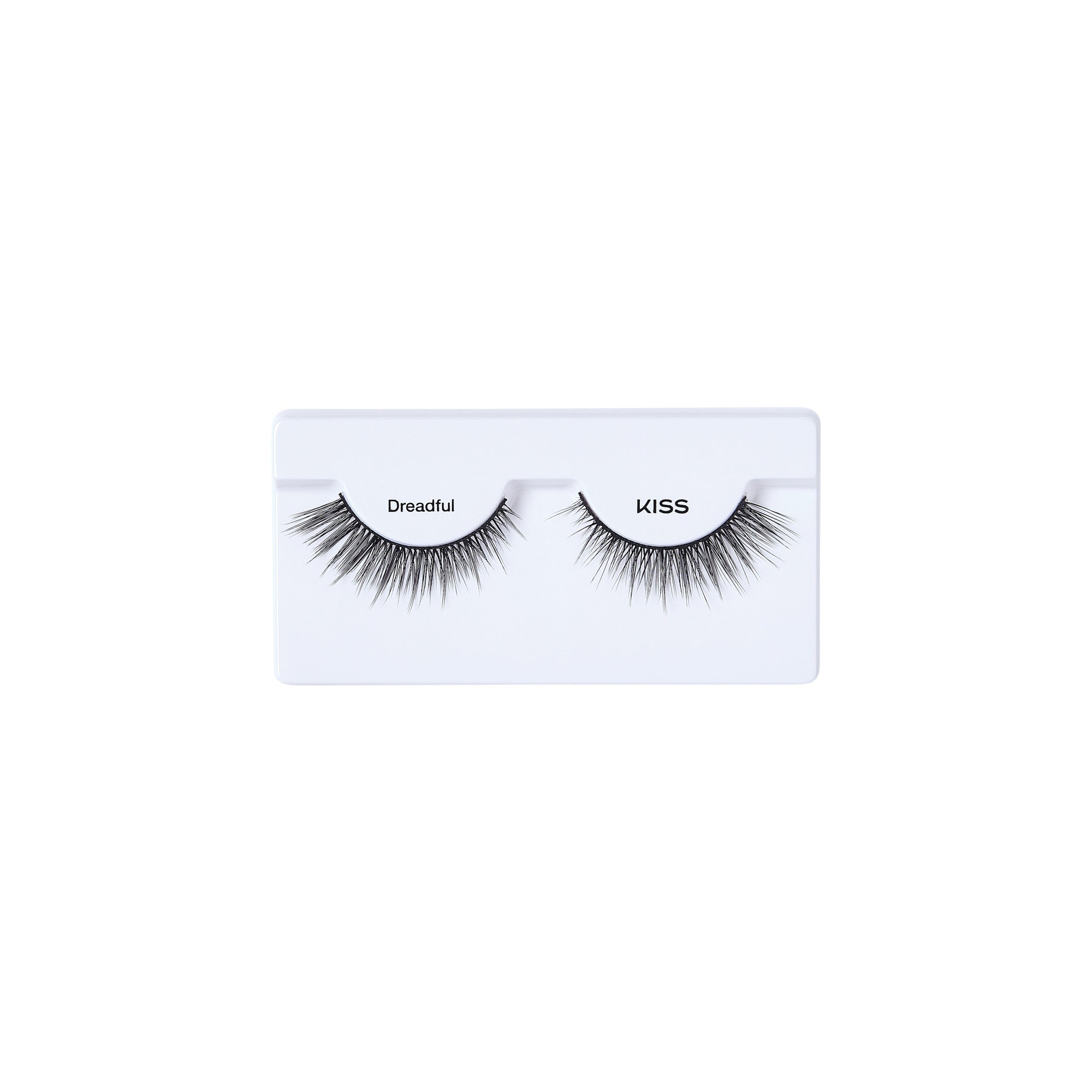 KISS Dreadful false eyelashes on white packaging strip