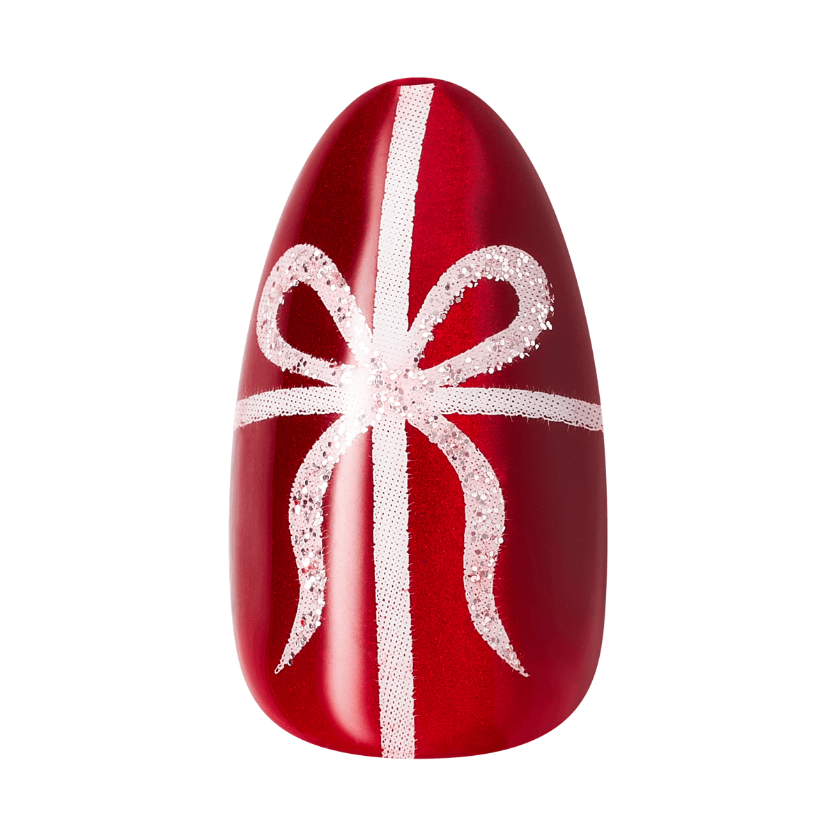 Kiss Merry Holiday Press On Fake Glue Nails - Deck The Nails | Design, Red &amp; White, Medium, Almond